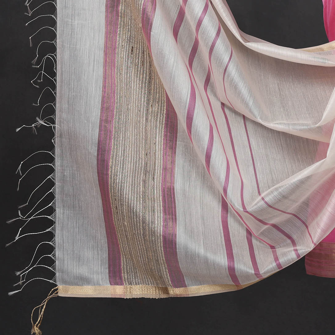 2pc Maheshwari Silk Handloom Suit Material Set with Zari Border
