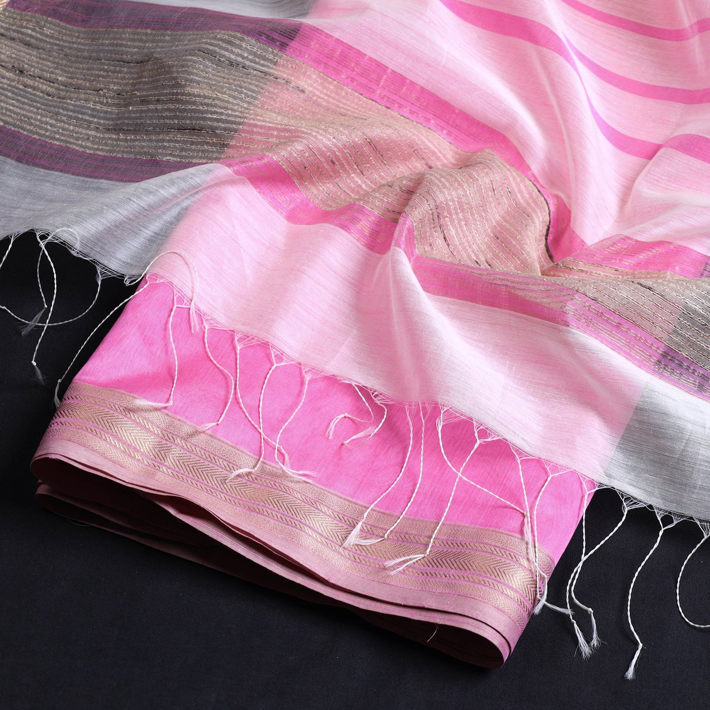 2pc Maheshwari Silk Handloom Suit Material Set with Zari Border