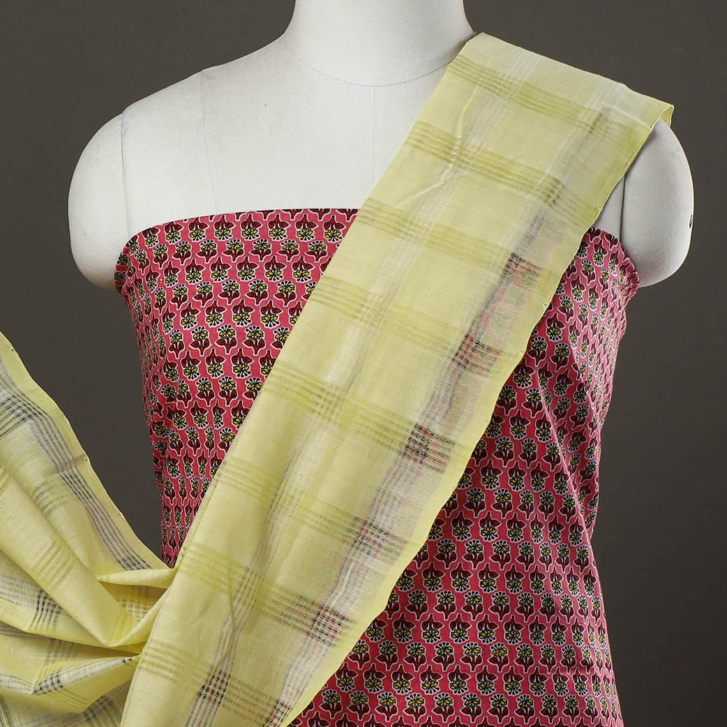2pc Sanganeri Block Printed Cotton Kurta with Mangalagiri Dupatta 08 Online at iTokri.com