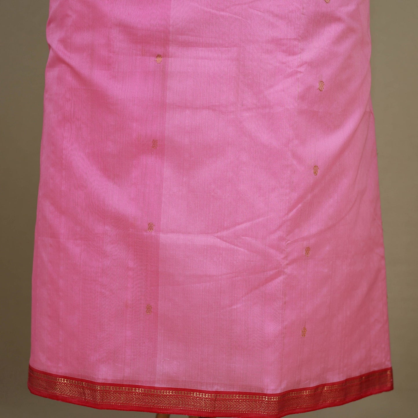 Pink - 3pc Handloom Nakshi Zari Unstitched Chanderi Silk Dress Material