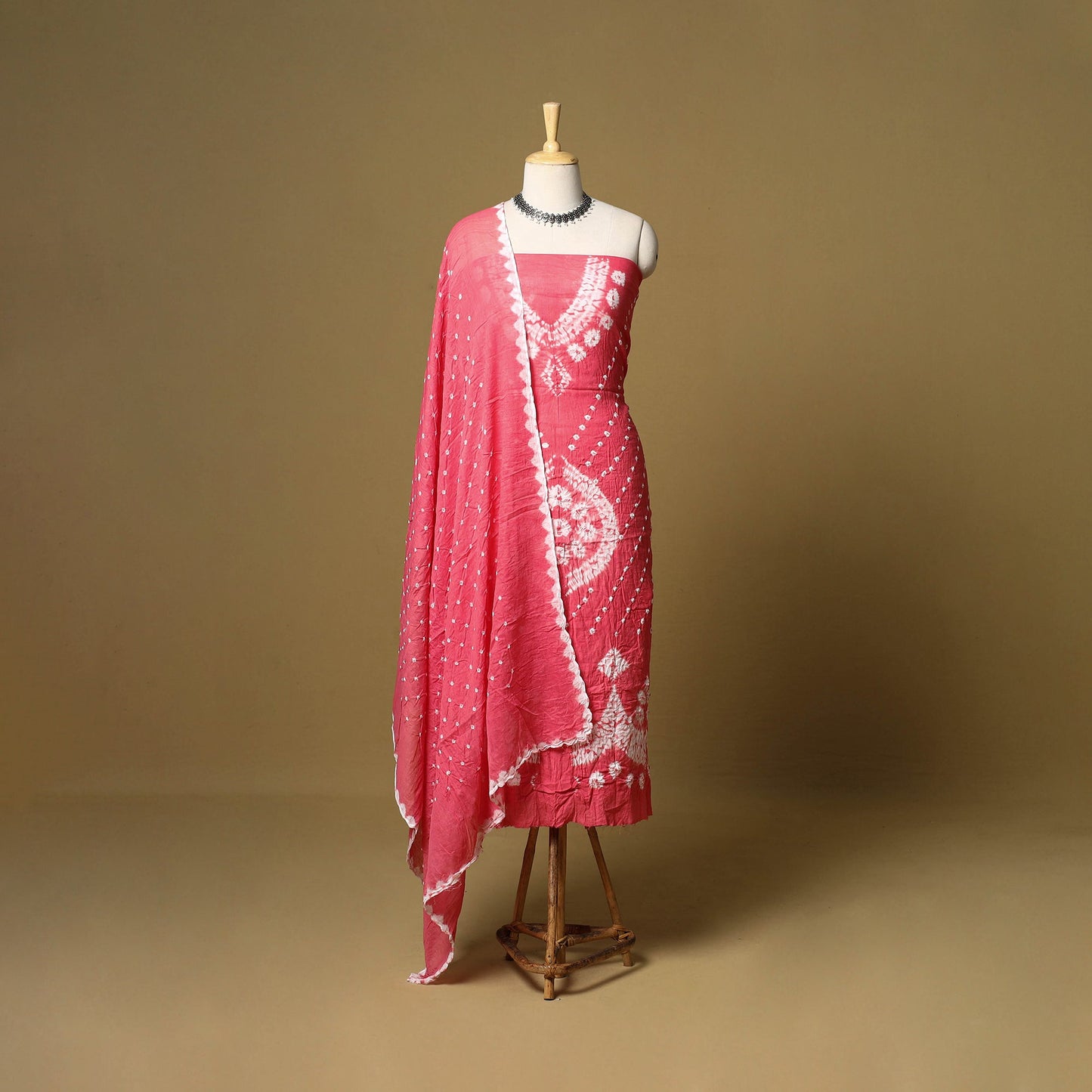 3pc kutch tie-dye satin cotton unstitched bandhani dress