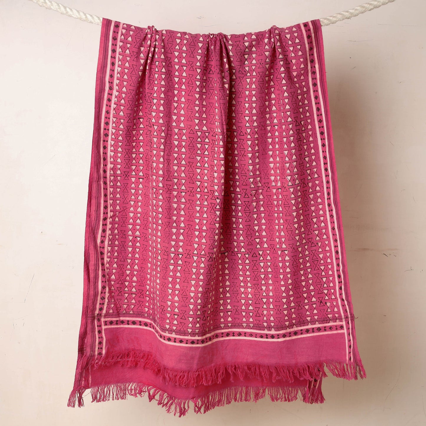 Pink Akola Block Printed Pure Handloom Cotton Towel