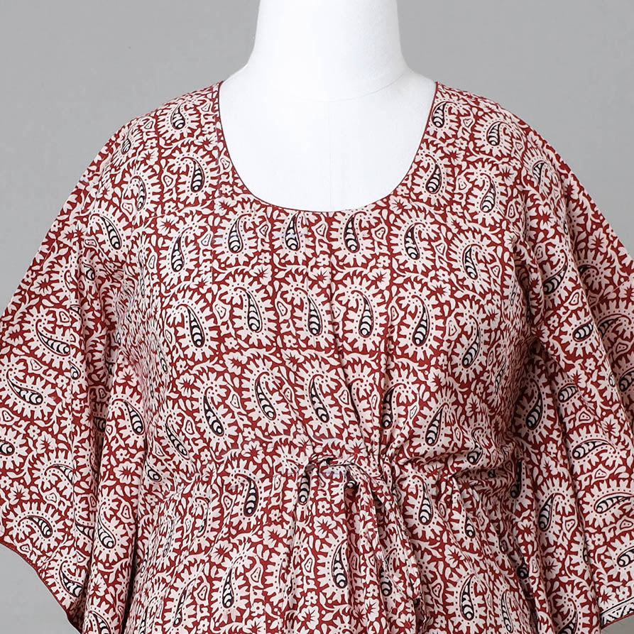 Bagh Block Printed Cotton Kaftan with Tie-Up Waist