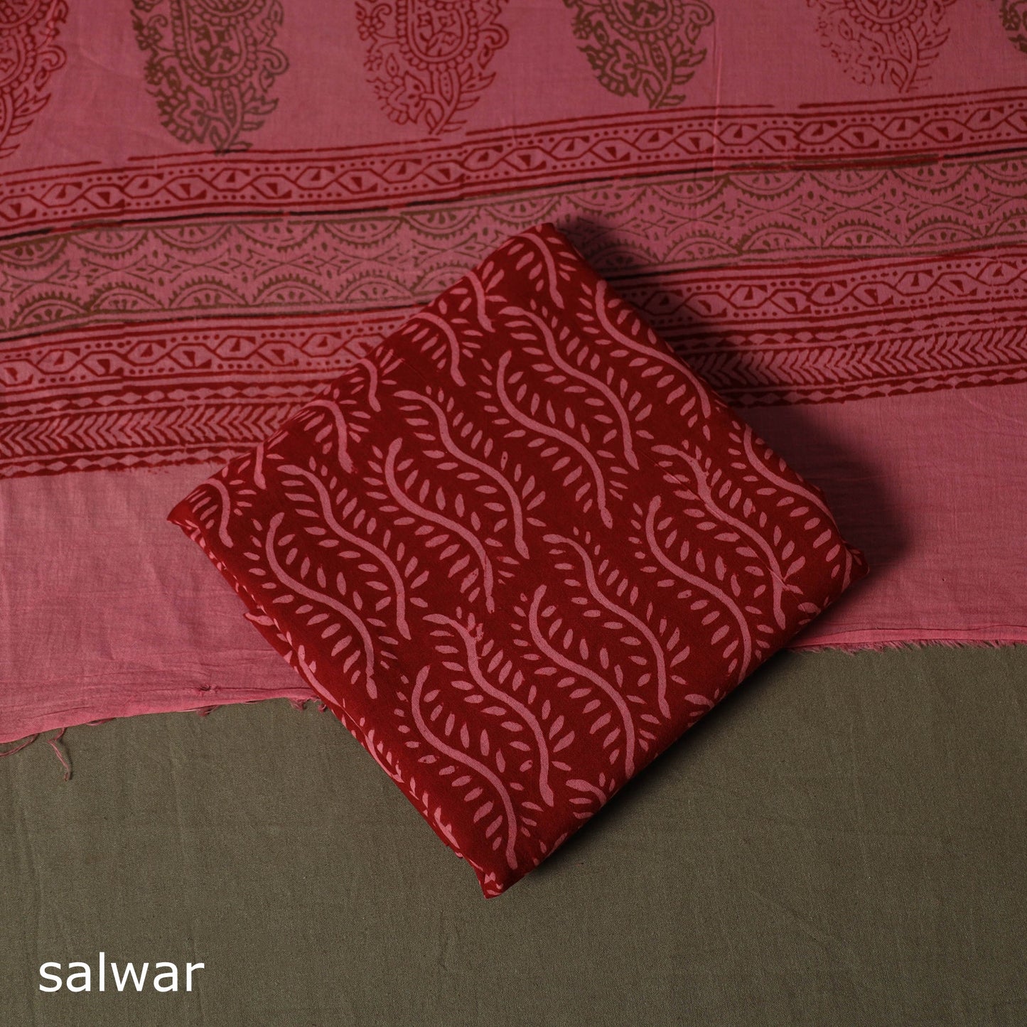 Bagh hand block print natural dyed cotton 3pc unstitched