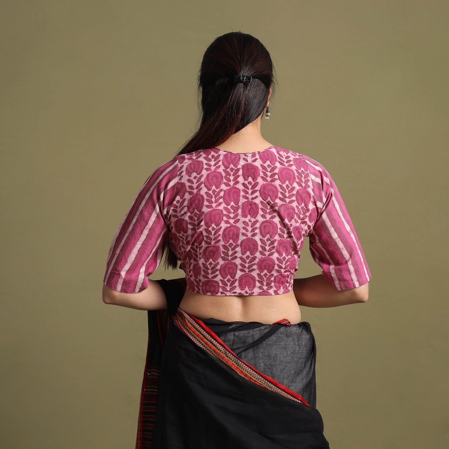 Buy Pink Bagru Dabu Block Print Cotton Stitched Blouse