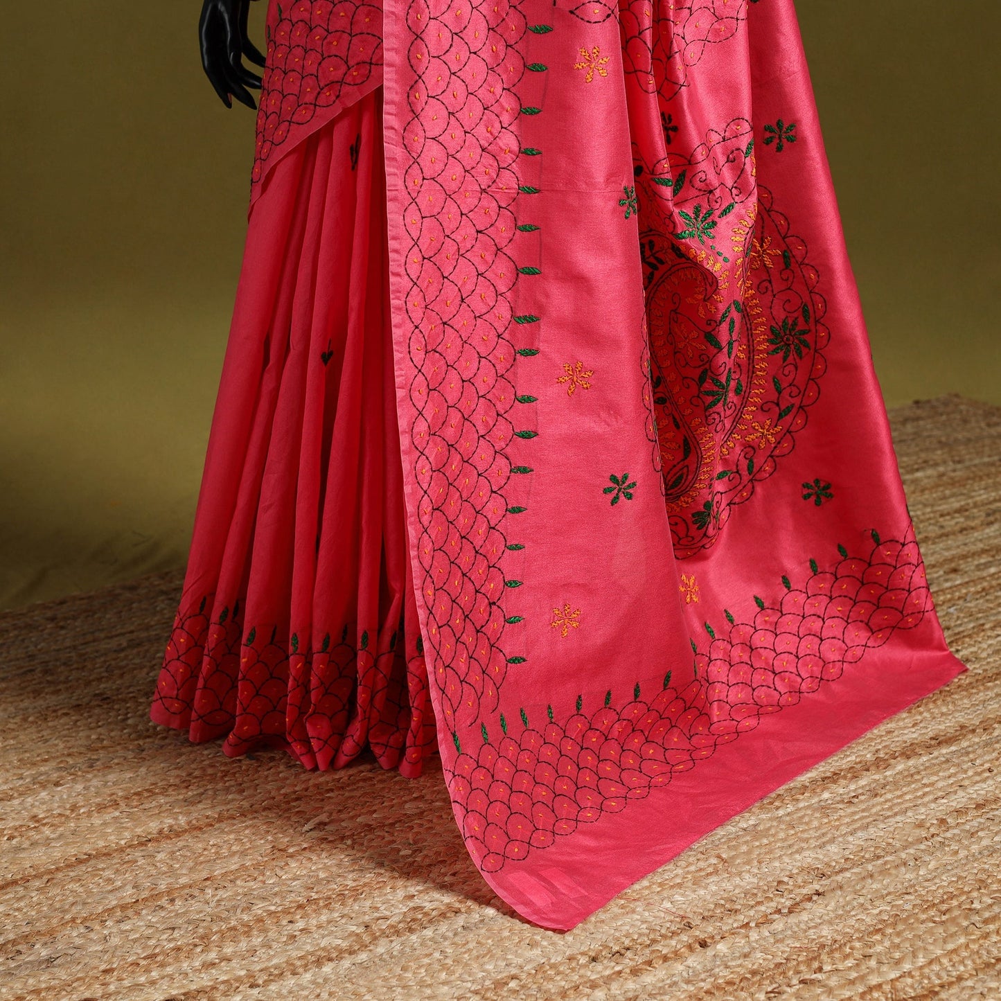 Bengal hand embroidery silk nakshi kantha saree 62