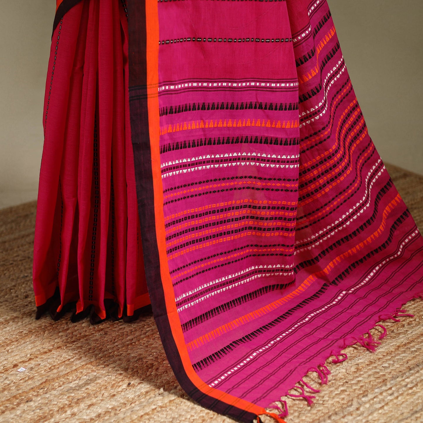 Pink - bengal handwoven cotton begumpuri saree 29