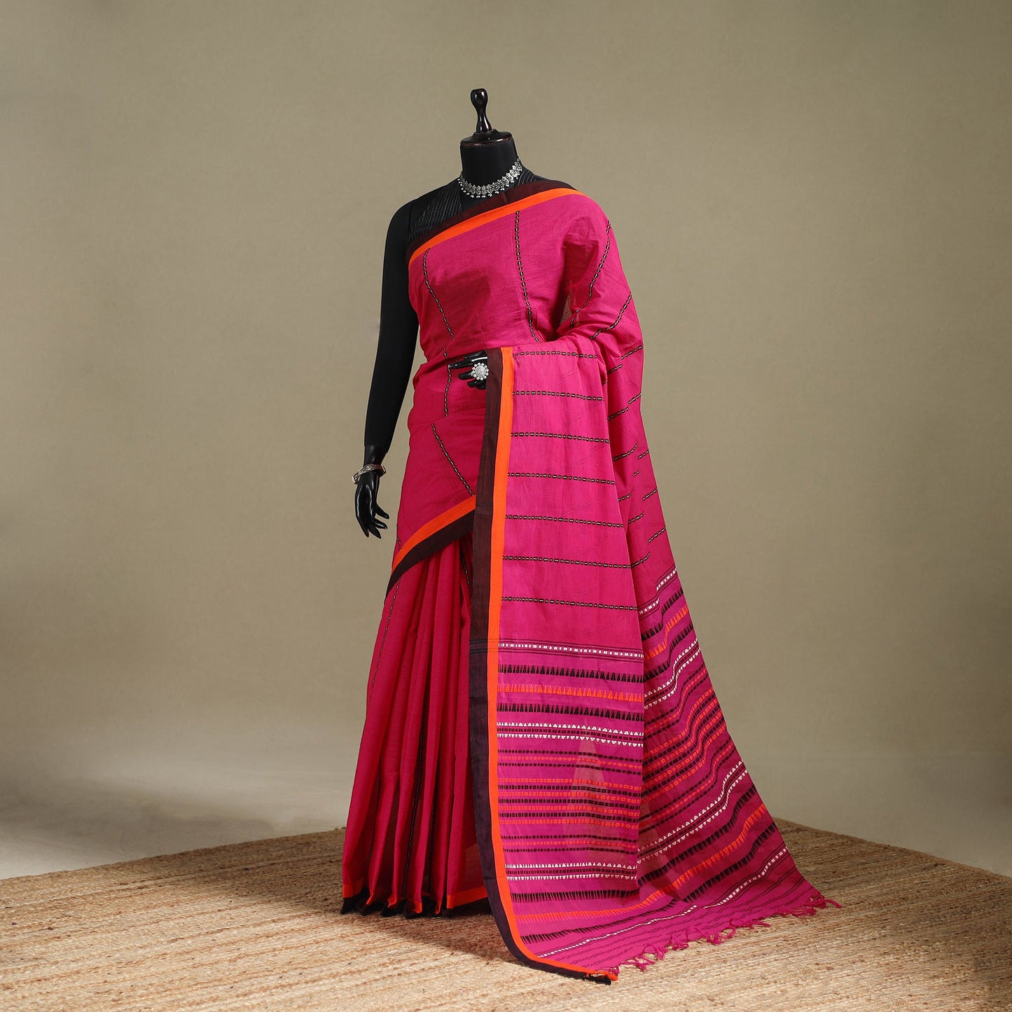 Pink - bengal handwoven cotton begumpuri saree 29