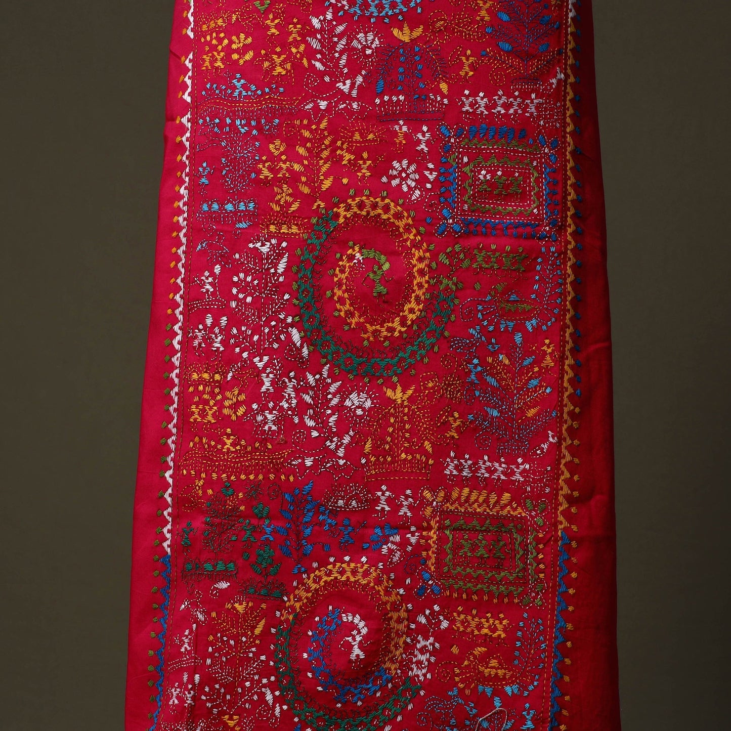 Bengal kantha hand embroidered cotton unstitched kurta