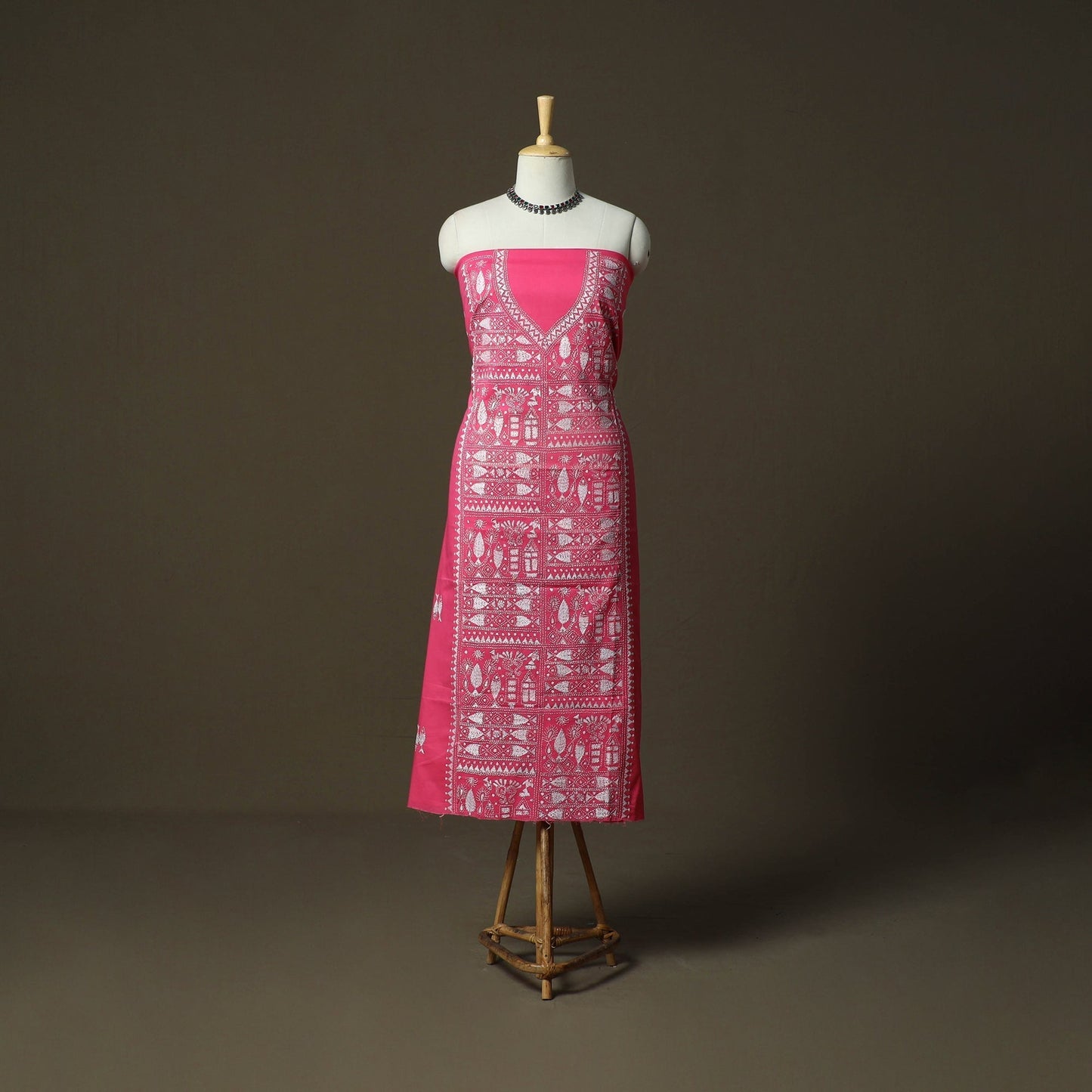 Bengal kantha hand embroidered cotton unstitched kurta