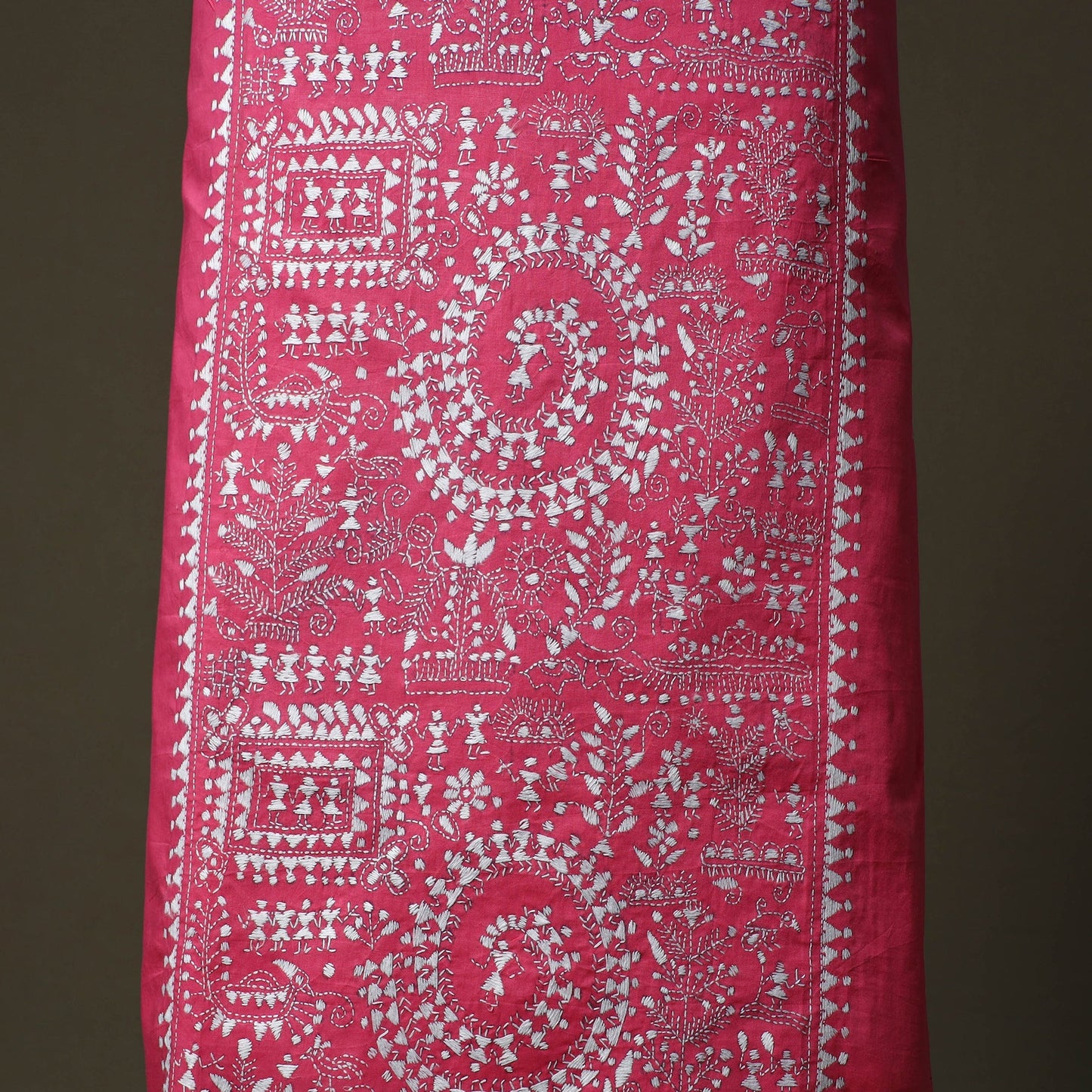 Bengal kantha hand embroidered cotton unstitched kurta