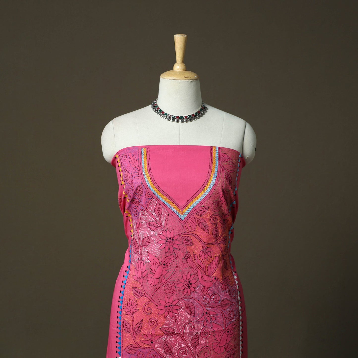 Bengal kantha hand embroidered cotton unstitched kurta