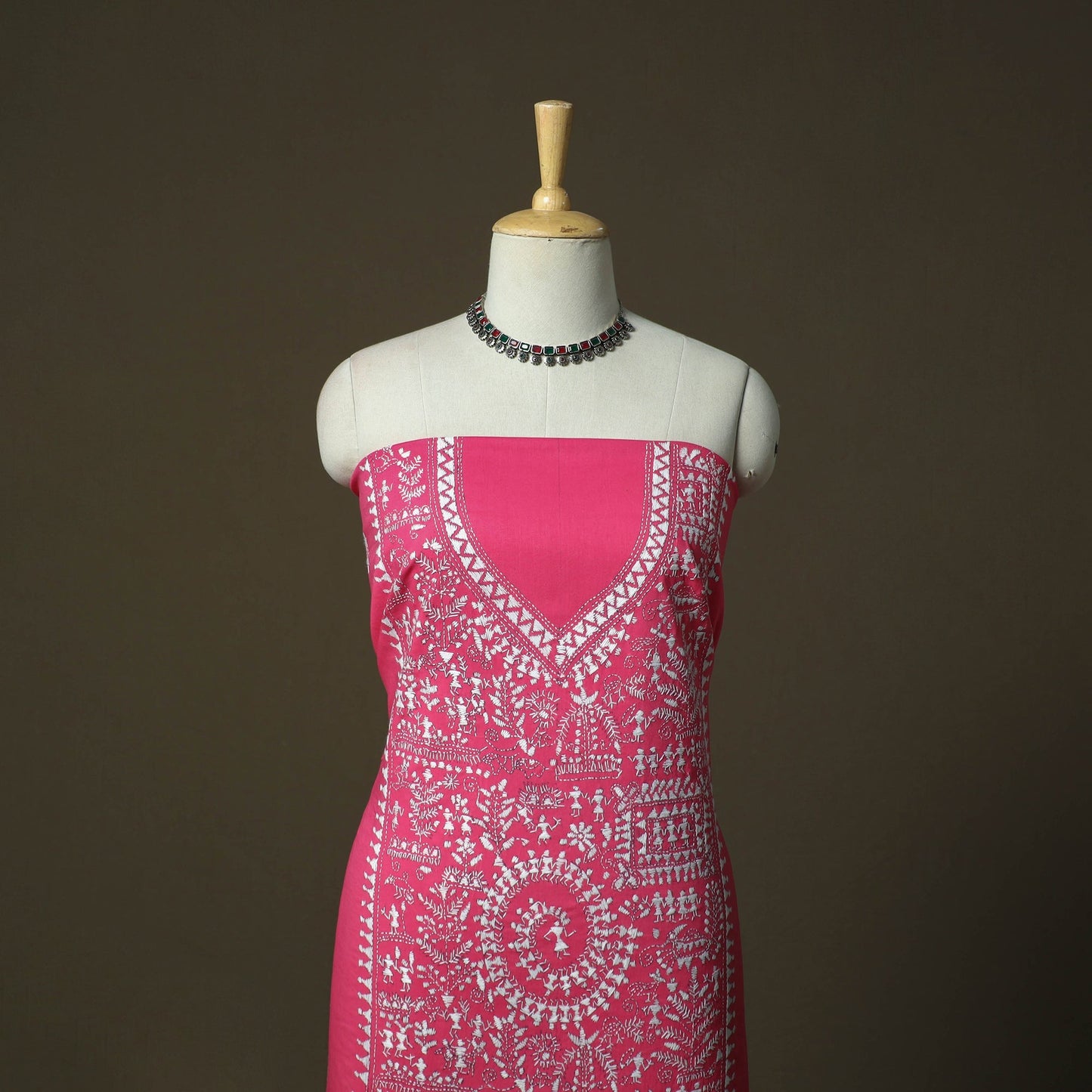 Bengal kantha hand embroidered cotton unstitched kurta
