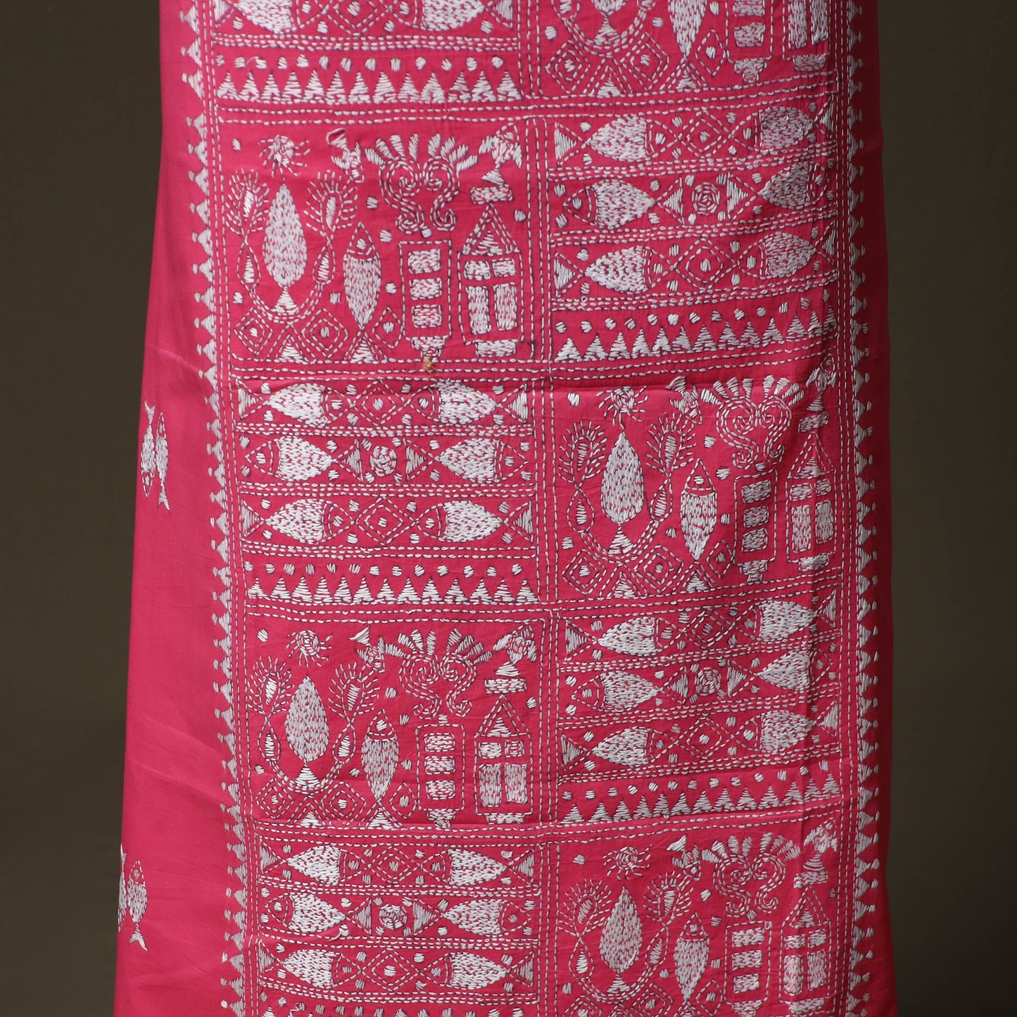 Bengal kantha hand embroidered cotton unstitched kurta