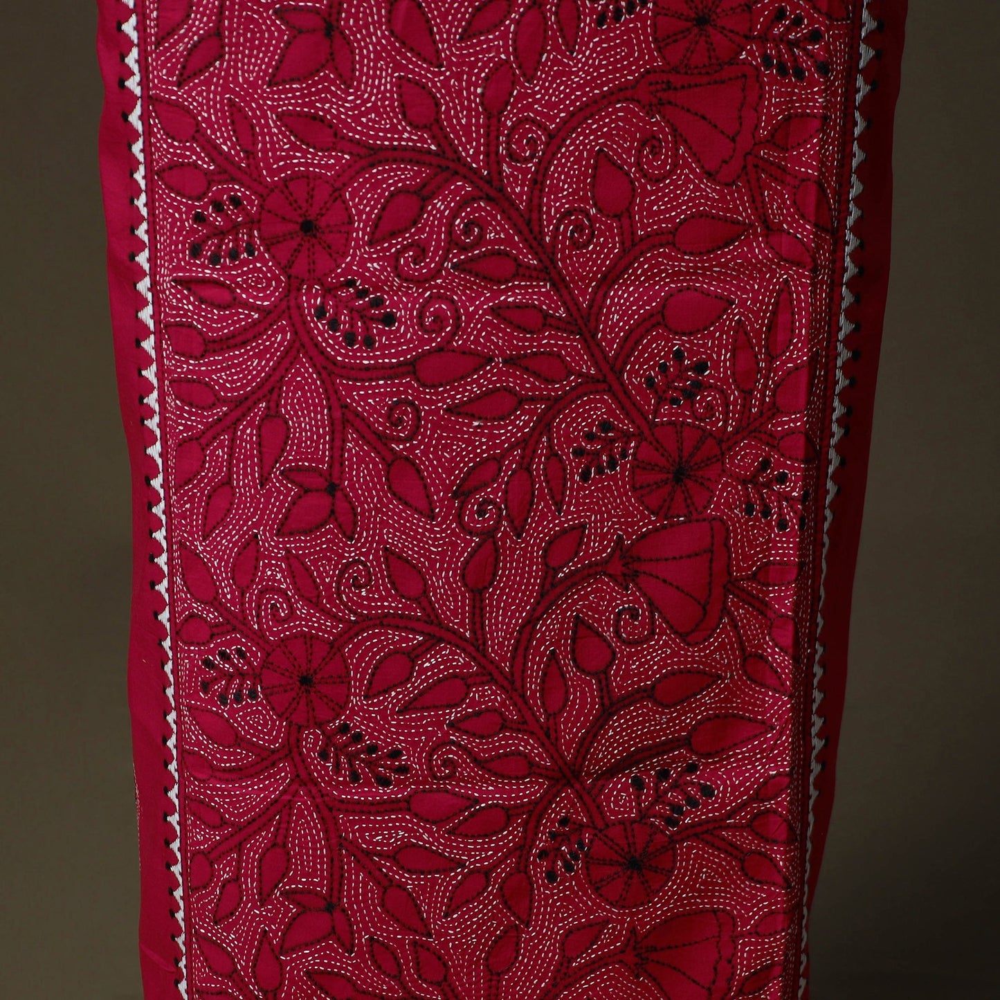 Bengal kantha hand embroidered cotton unstitched kurta