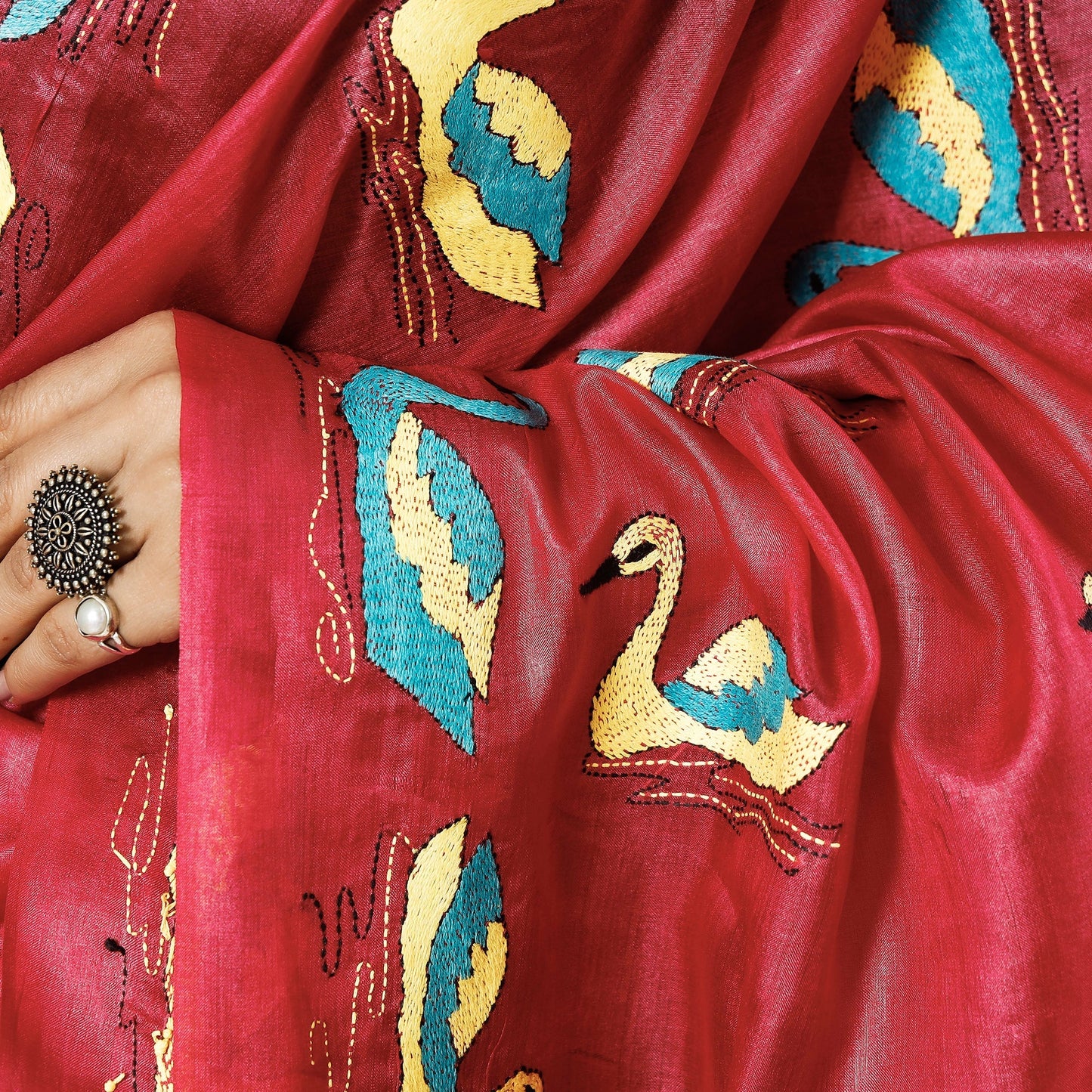 Kantha Embroidery Silk Dupatta