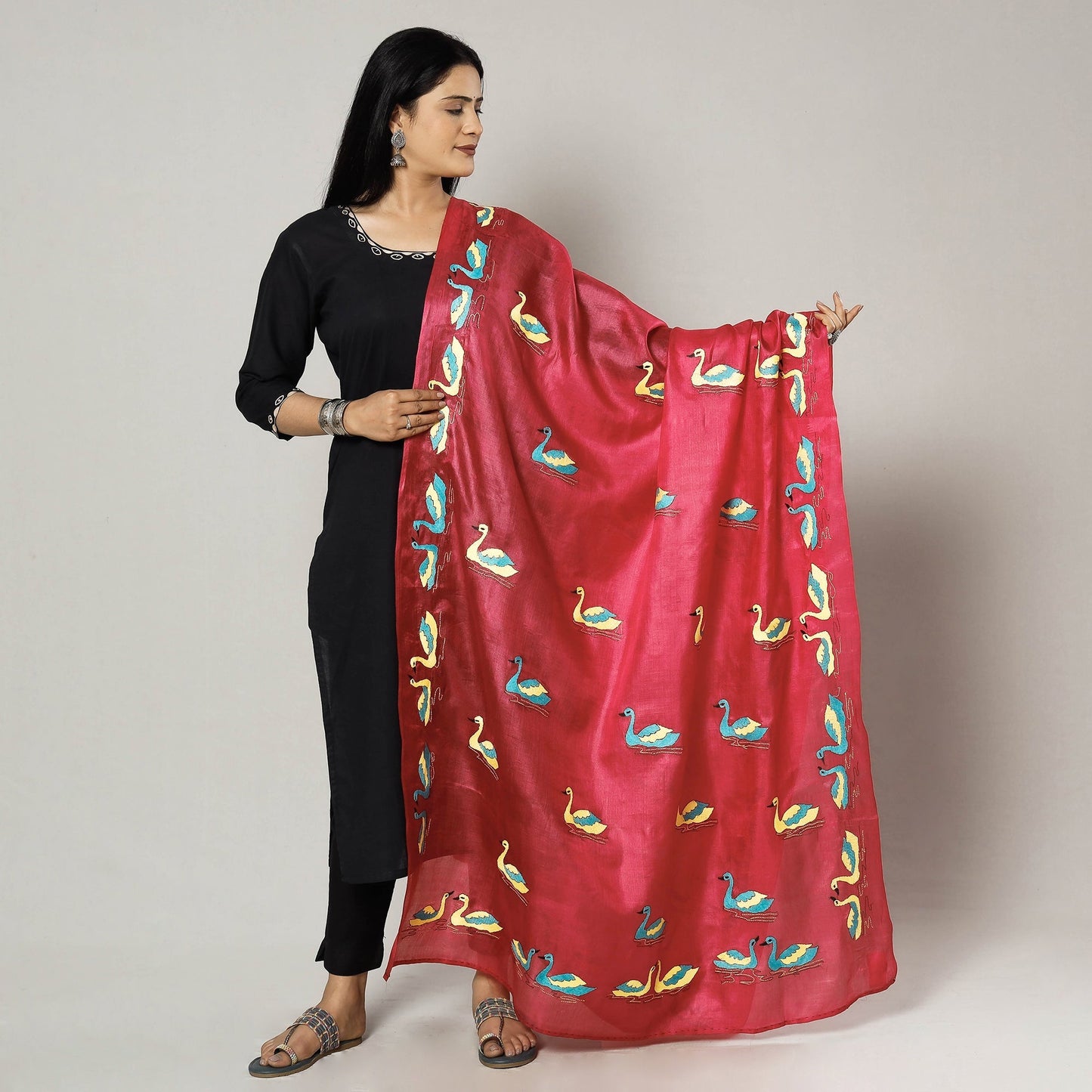 Kantha Embroidery Silk Dupatta
