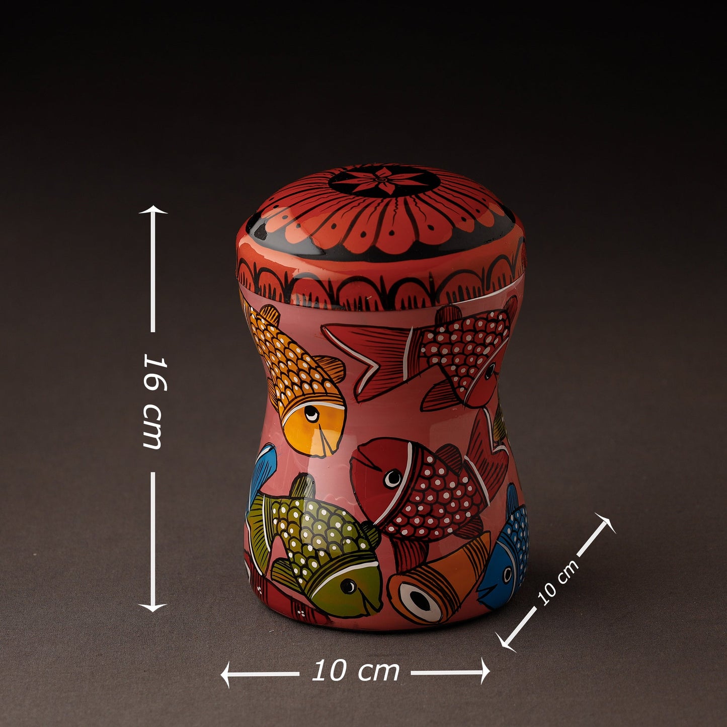 Pink Bengal Patua Handpainted Stainless Steel Multi Utility Canister