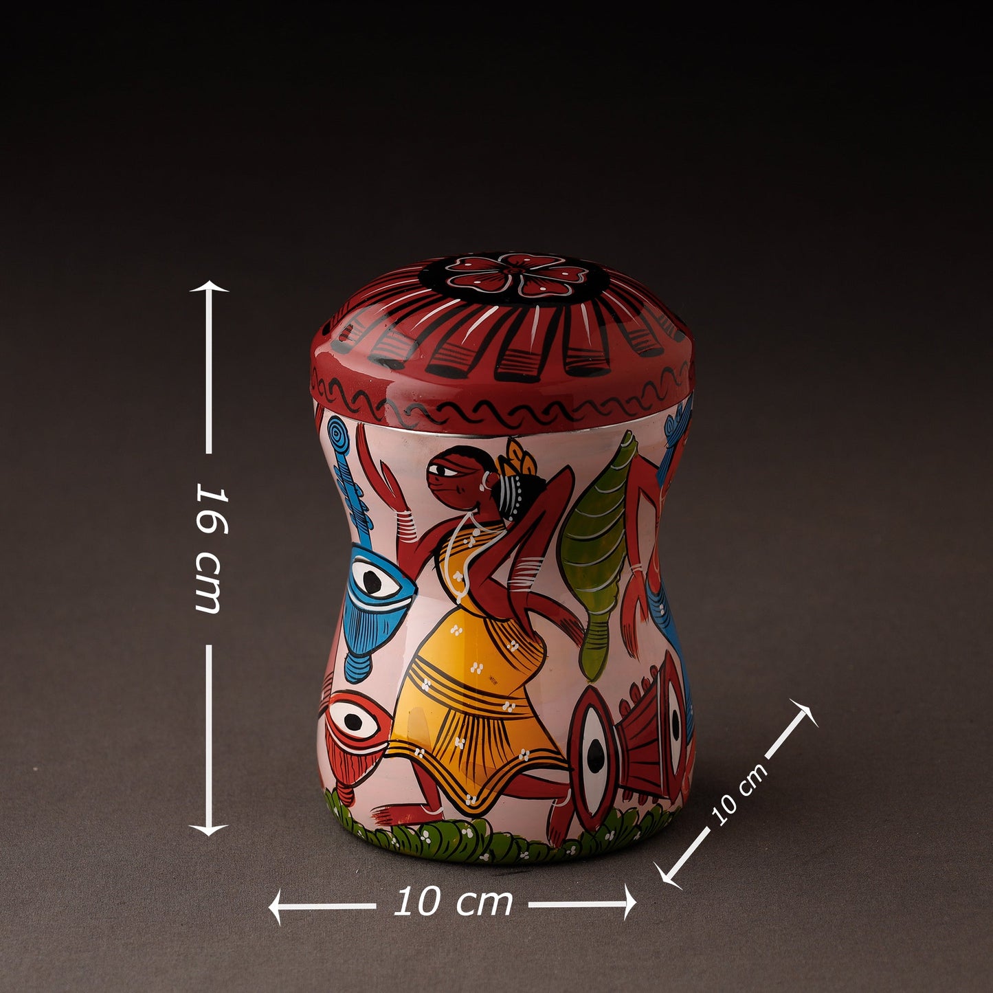 Pink Bengal Patua Handpainted Stainless Steel Multi Utility Canister