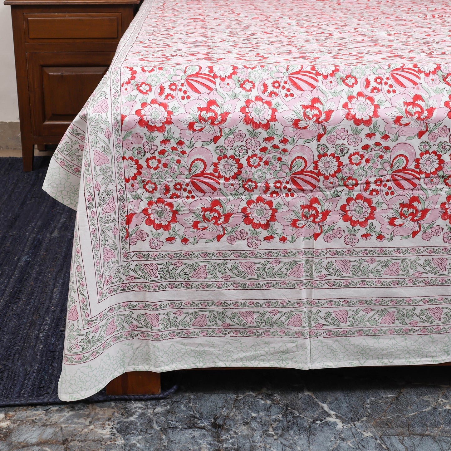 Cotton double sanganeri bed sheet set (108 x 90 in) 04