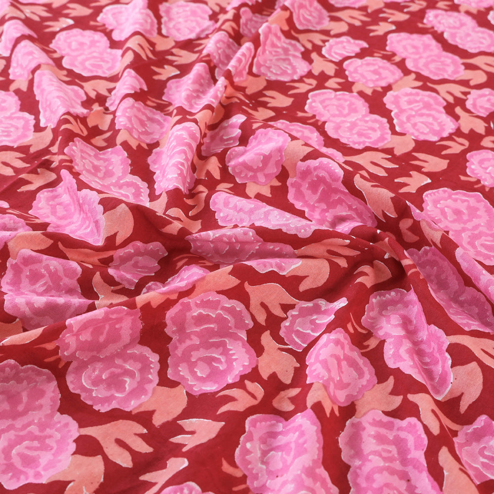 Pink - Block Print Cotton Double Sanganeri Bed Sheet