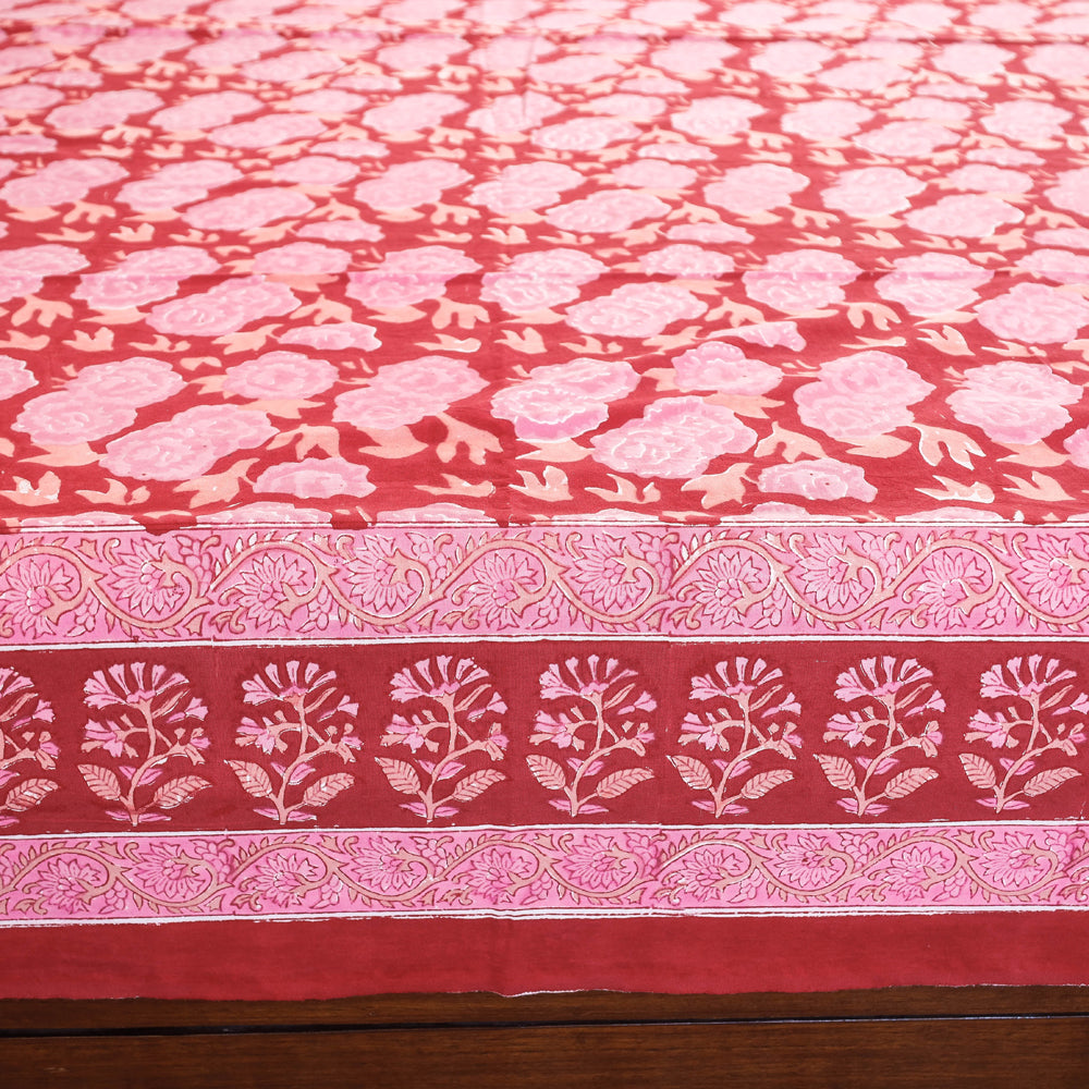 Buy Block Print Cotton Double Sanganeri Bed Sheet Set