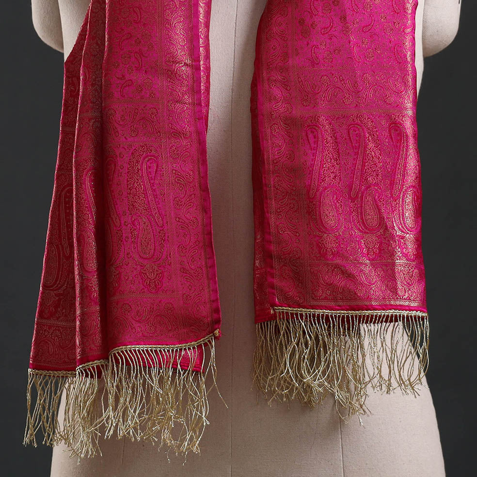 Brocade handloom semi silk banarasi stole 21 - handcrafted