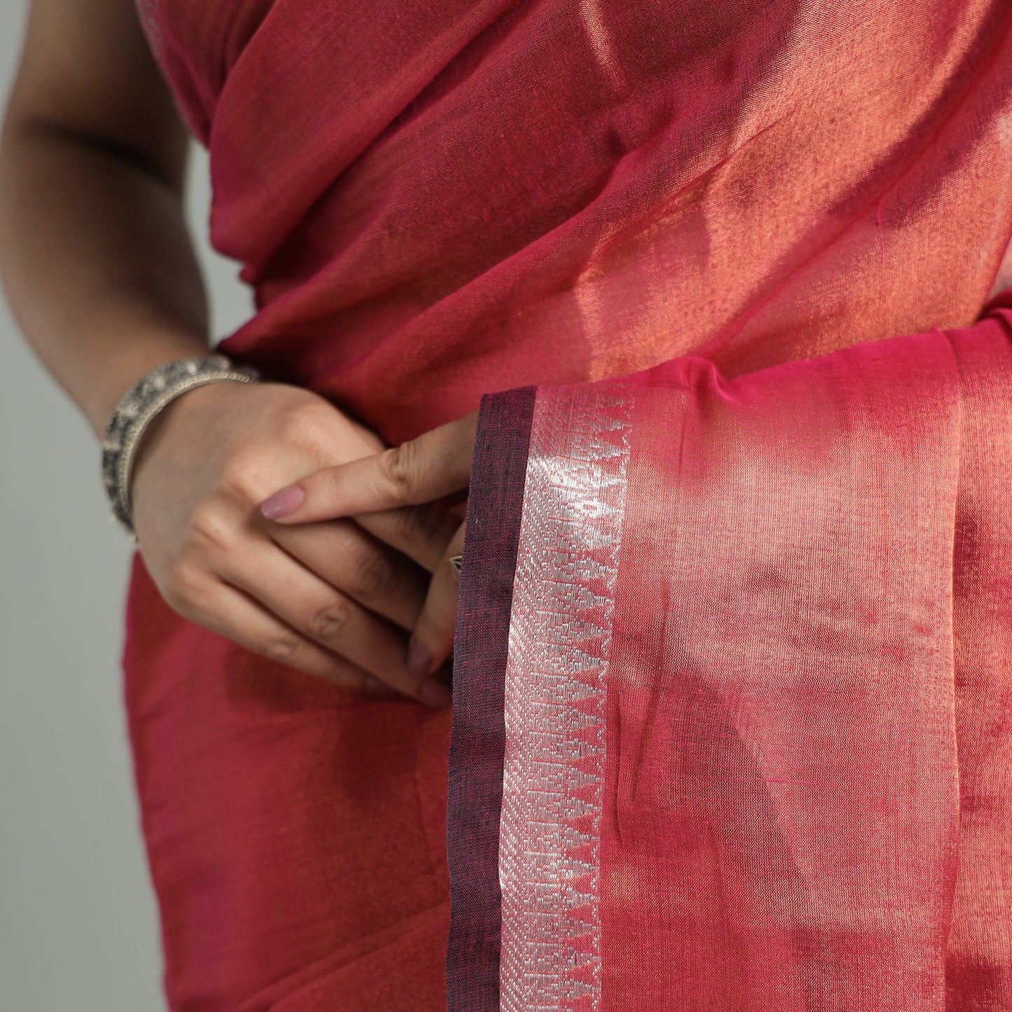 Red - burdwan tissue zari work handloom saree 73