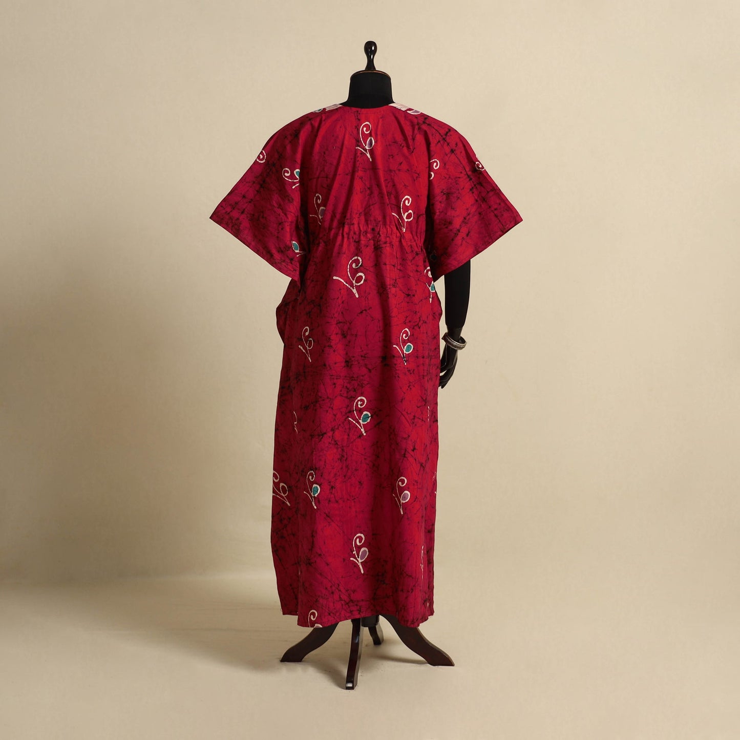 Pink - cotton hand batik kaftan with tie-up waist (long) 16