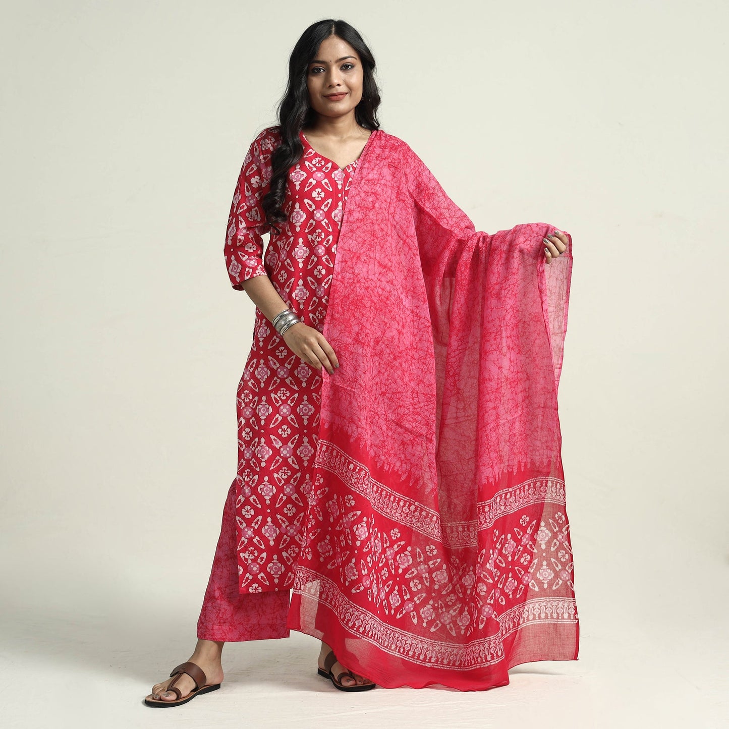 Batik Kurta with Palazzo & Dupatta Set