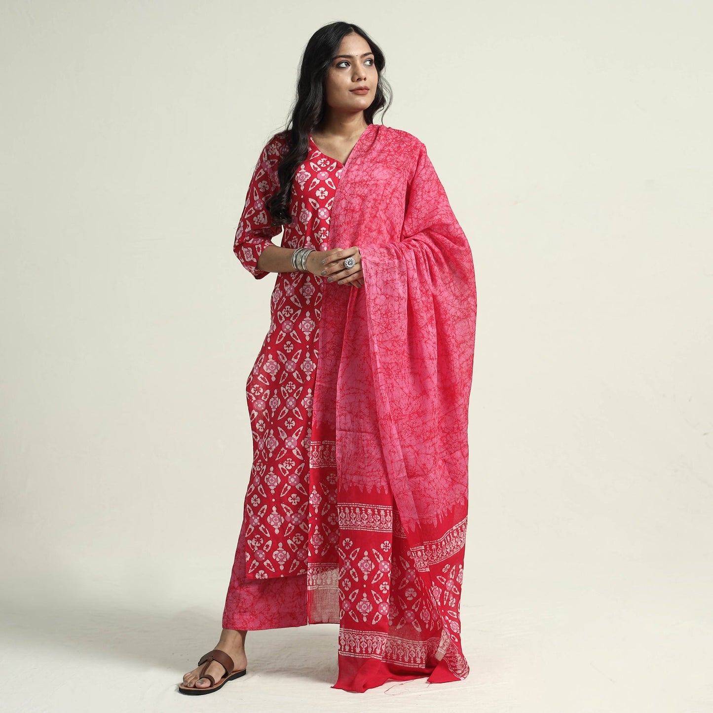 Batik Kurta with Palazzo & Dupatta Set