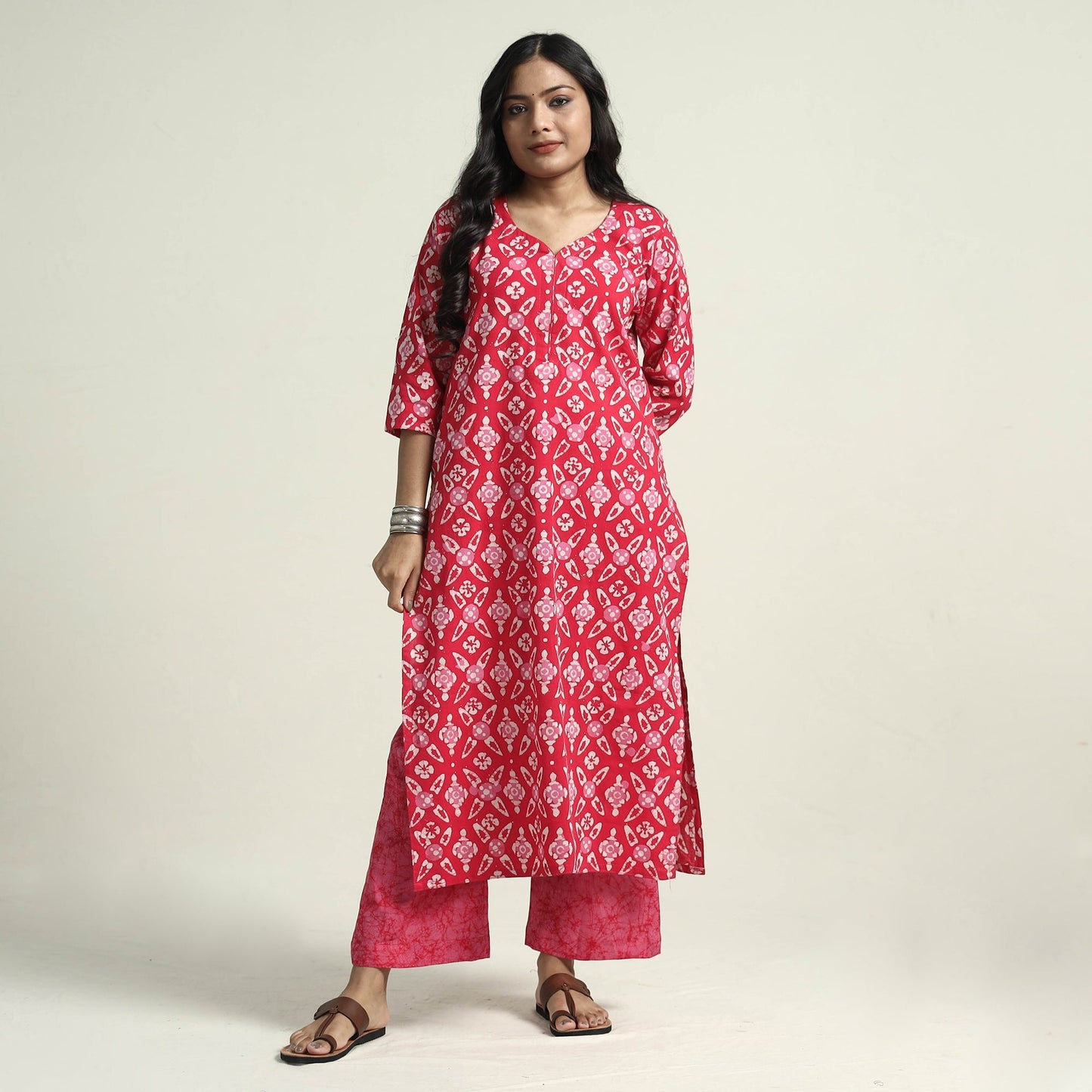 Batik Kurta with Palazzo & Dupatta Set