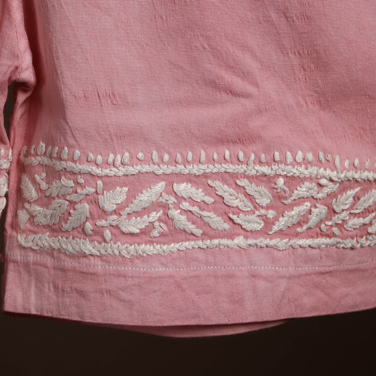 Buy Pink Cotton Hand Embroidery Chikankari Short