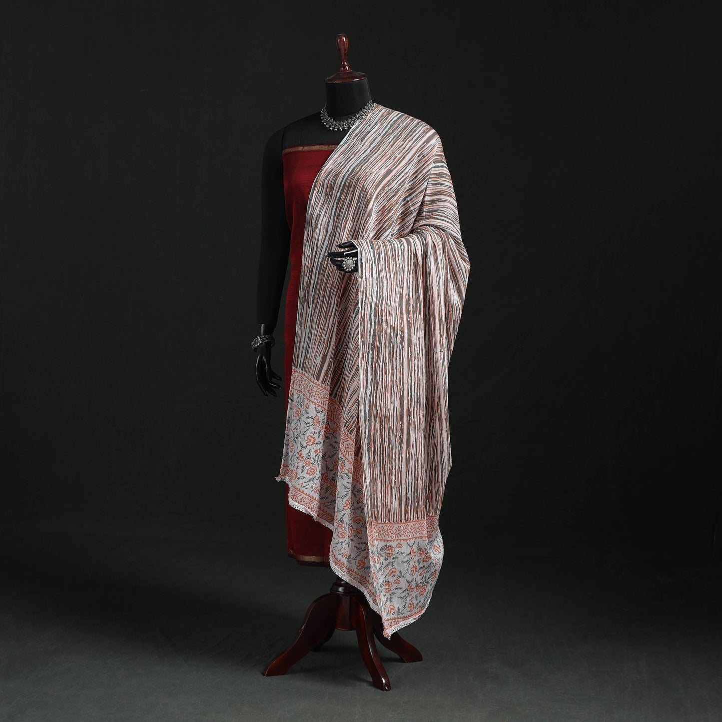 Cotton jaipur printed dupatta 100 - handcrafted