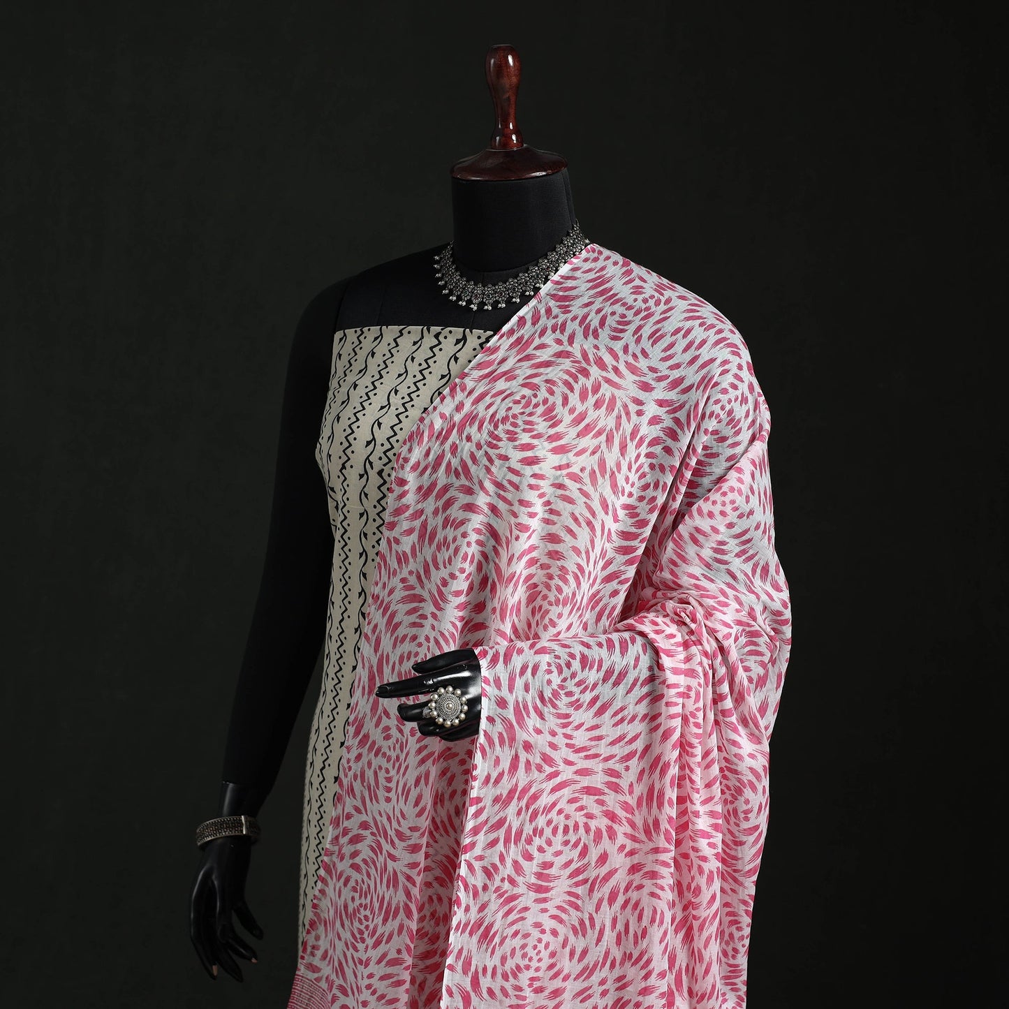 Cotton jaipur printed dupatta 33 - handcrafted