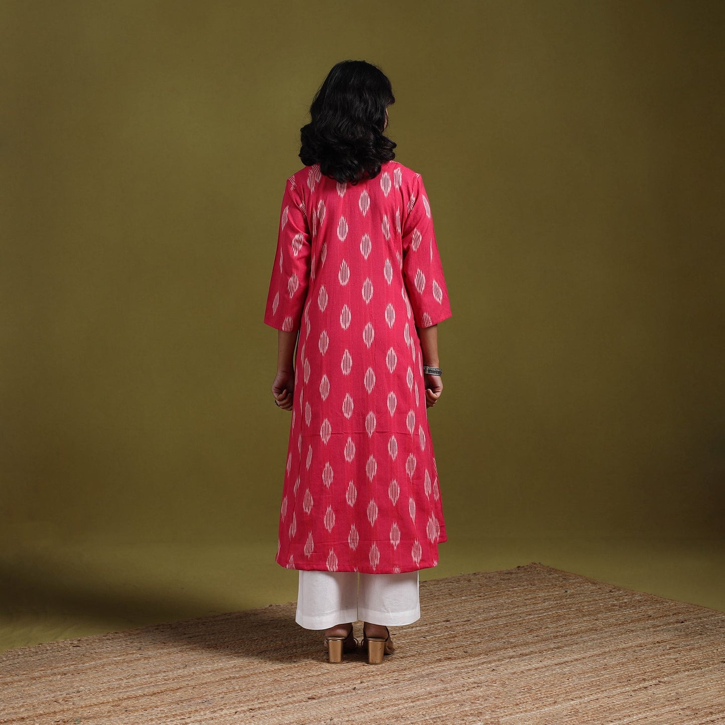 Cotton a-line pochampally ikat kurta for women 22