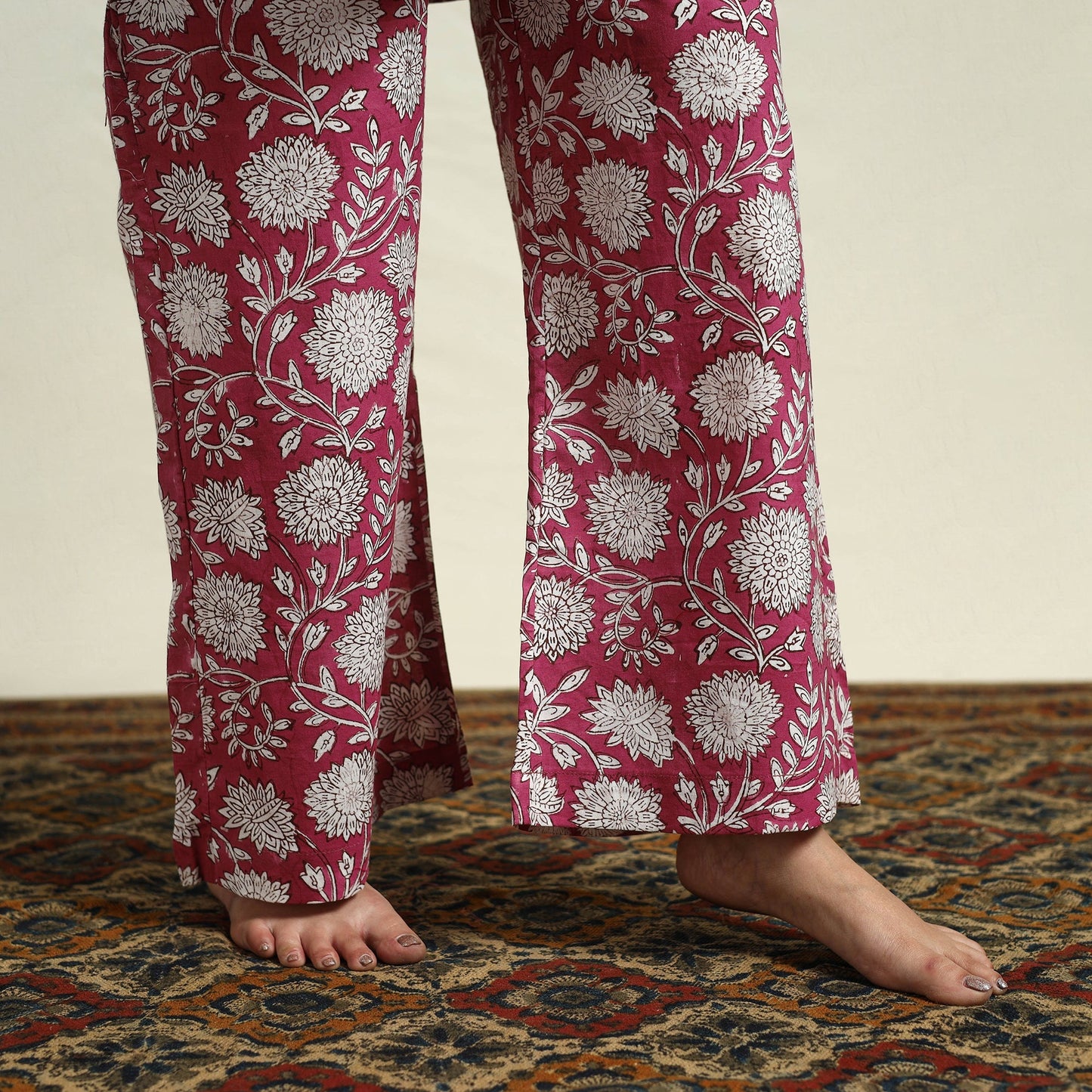 Buy Cotton Pink Sanganeri Block Print Night Suit Set Online