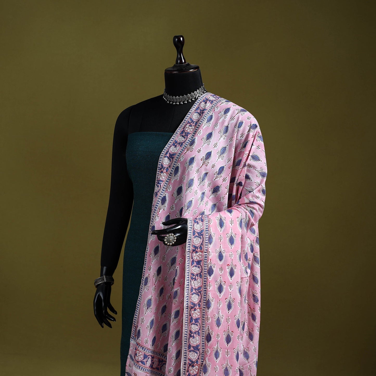 Cotton sanganeri floral dupatta 26 - handcrafted