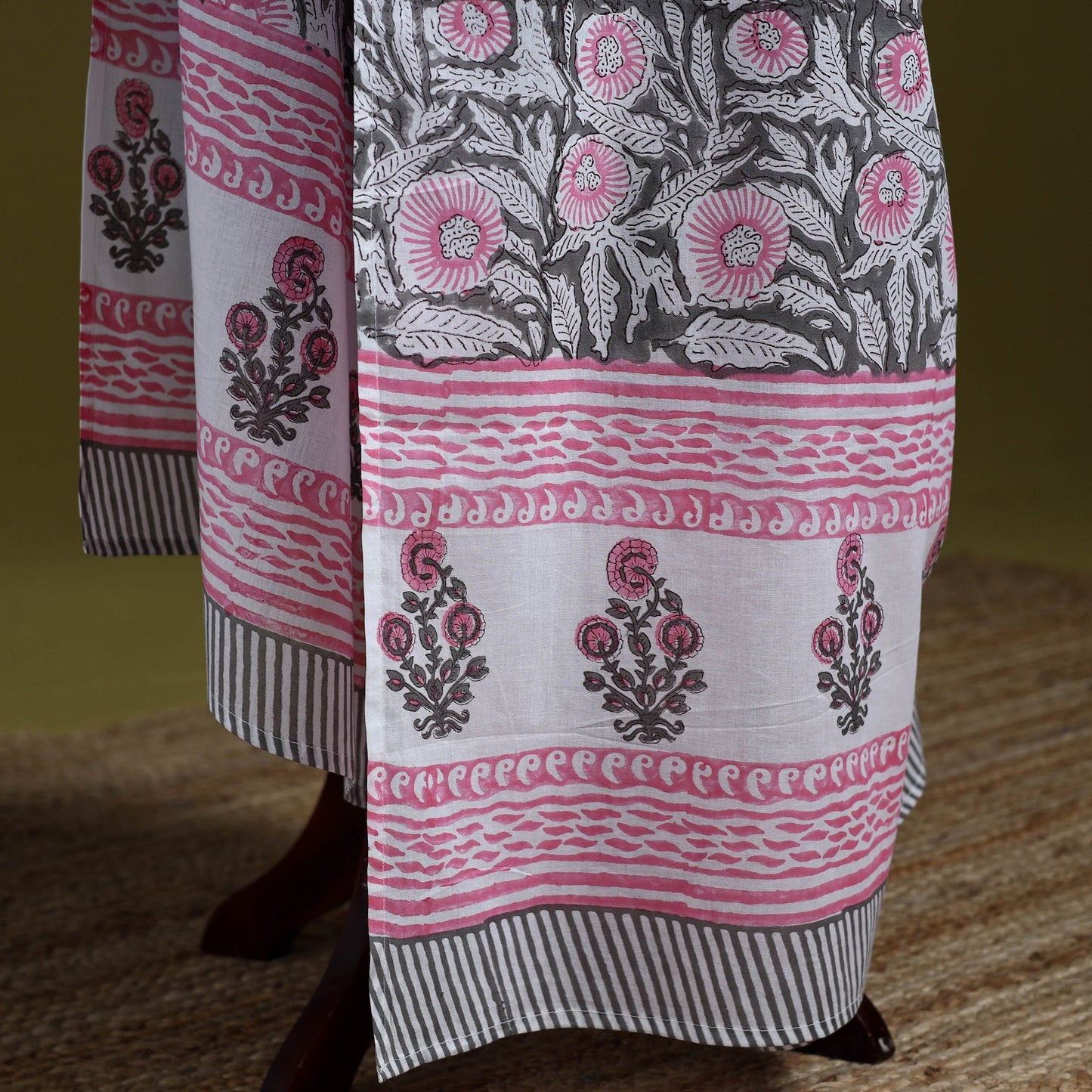 Cotton sanganeri floral dupatta 34 - handcrafted