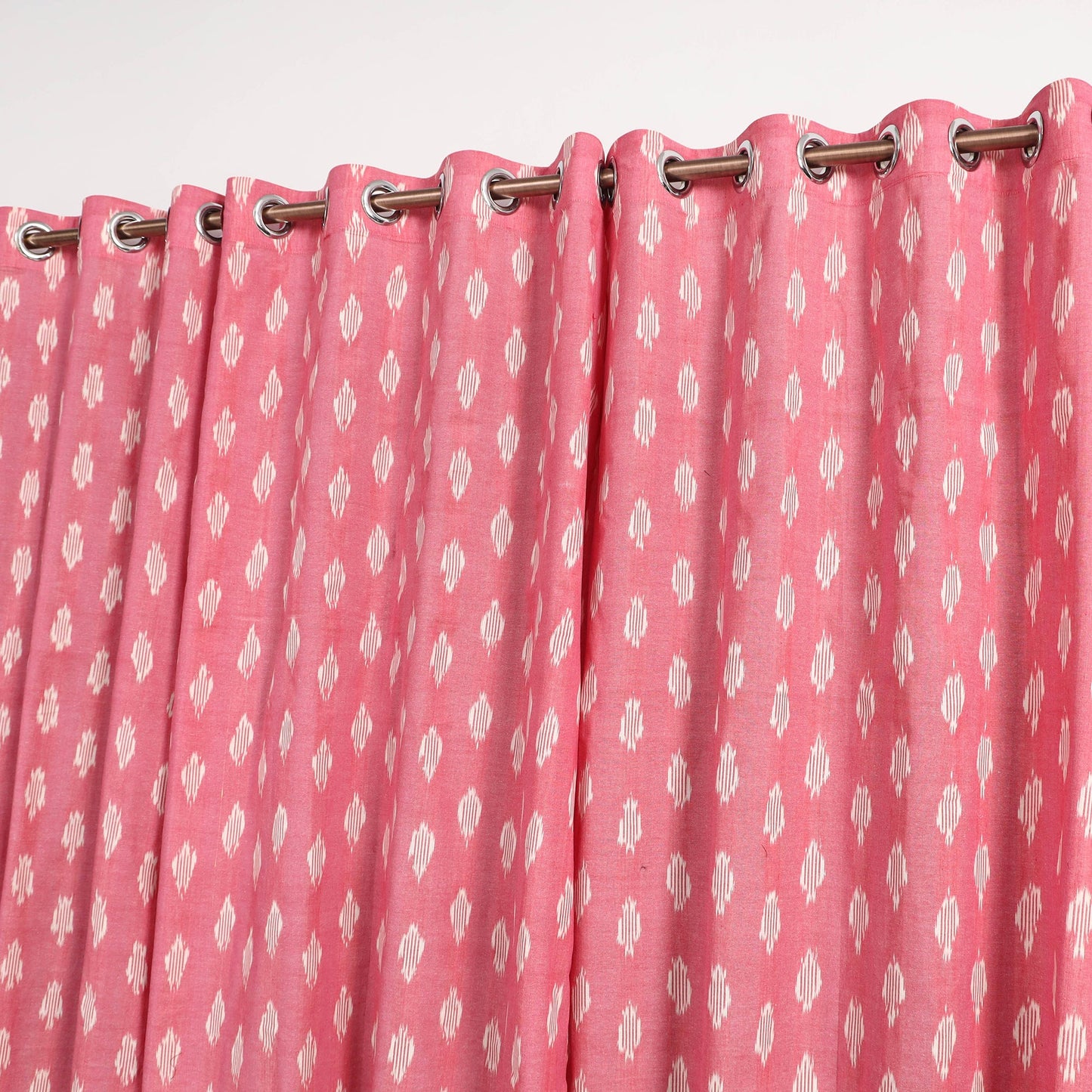 Pink - cotton window pochampally ikat curtain (5 x 3 feet)