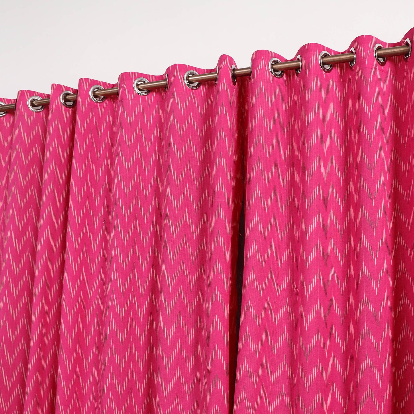 Pink - cotton window pochampally ikat curtain (5 x 3 feet)
