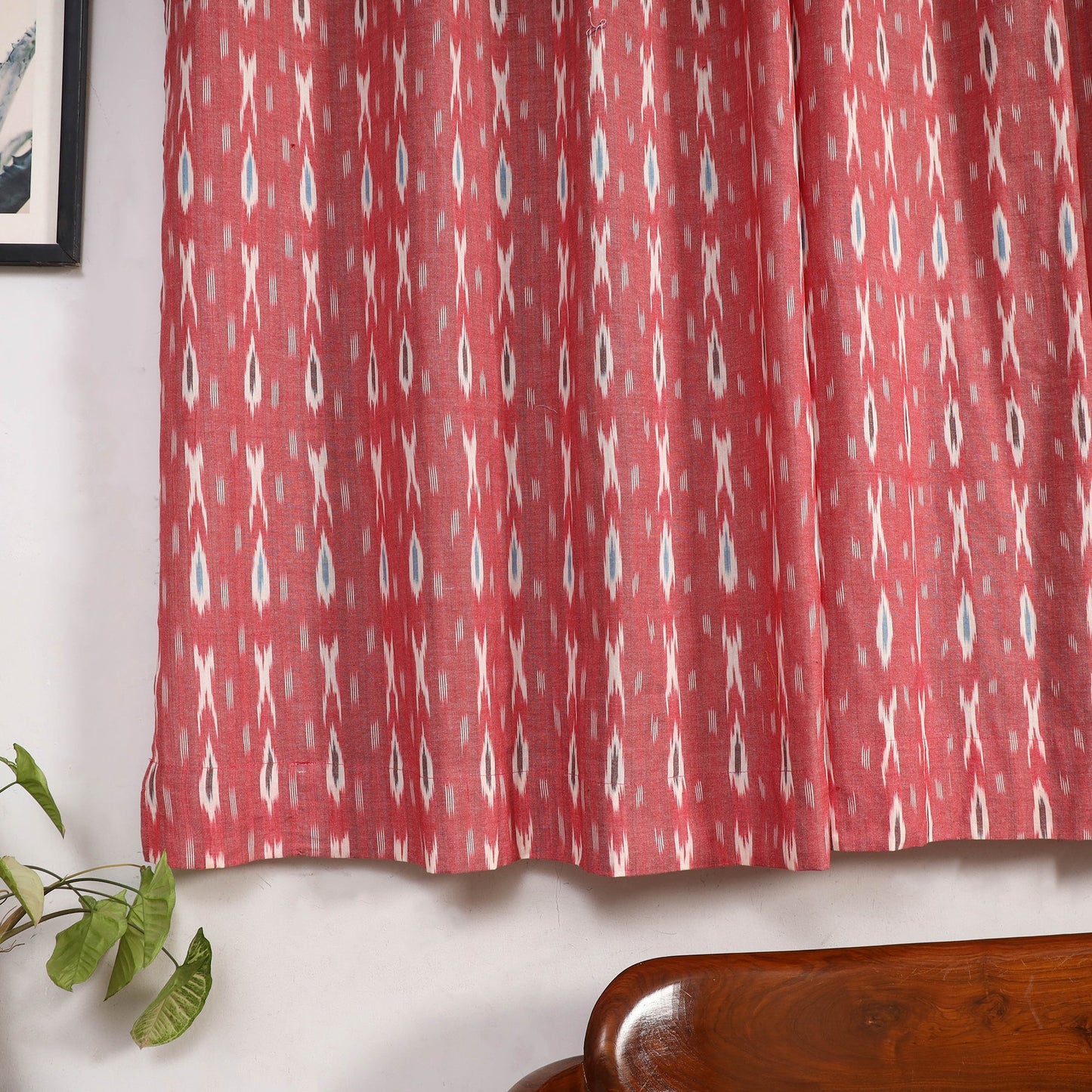 Pink - cotton window pochampally ikat curtain (5 x 3 feet)