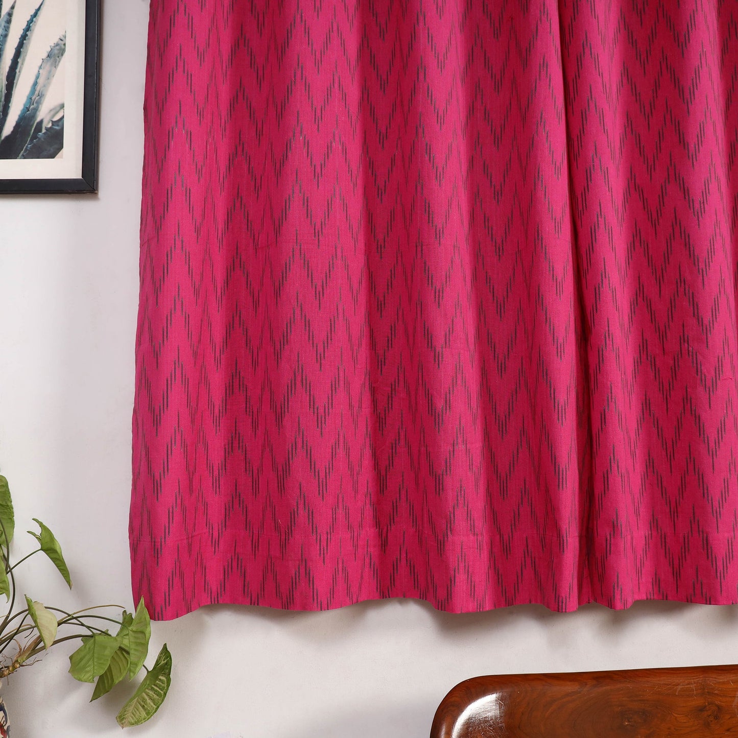 Pink - cotton window pochampally ikat curtain (5 x 3 feet)