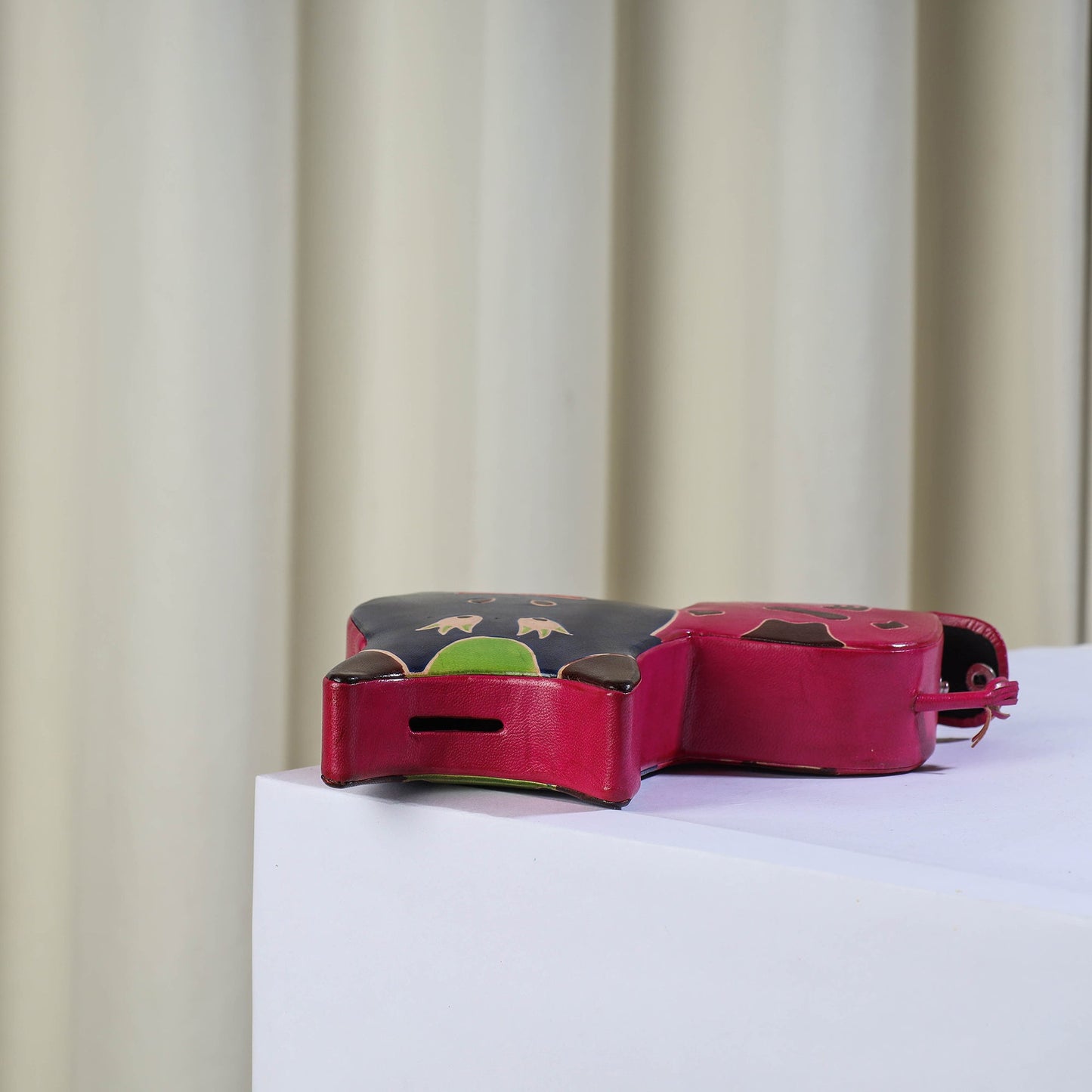 Pink Cow Handcrafted Brown Apple Leather Money Bank