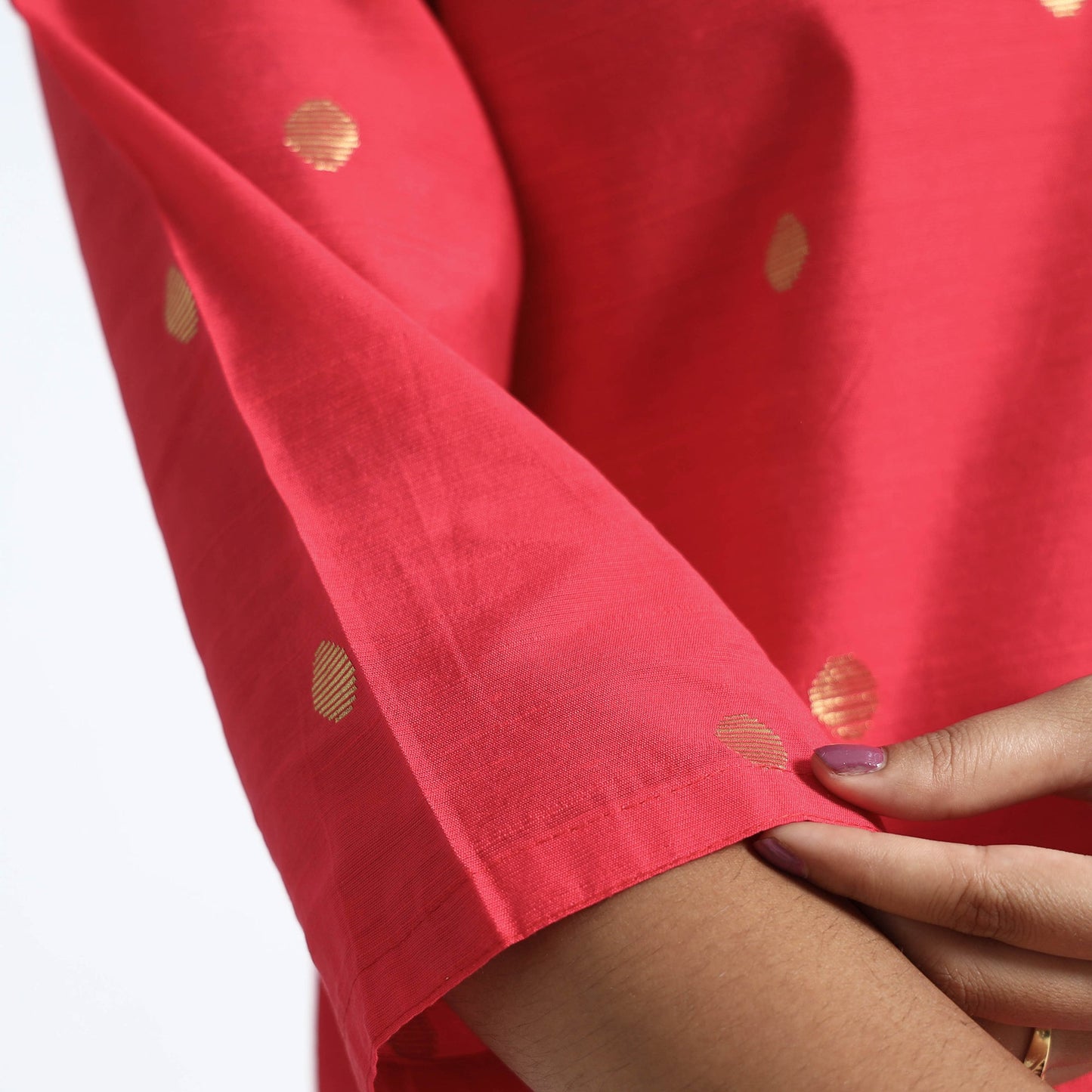 Polka Zari Buti Spun Dupion Silk Long Kurta