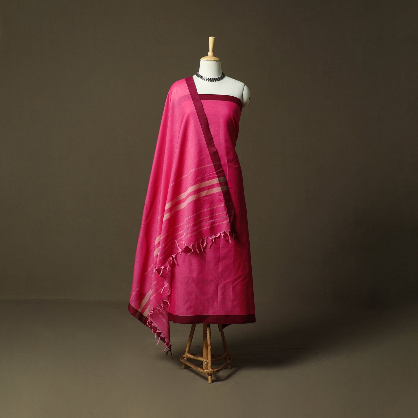 Dharwad cotton 3pc unstitched dress material with border