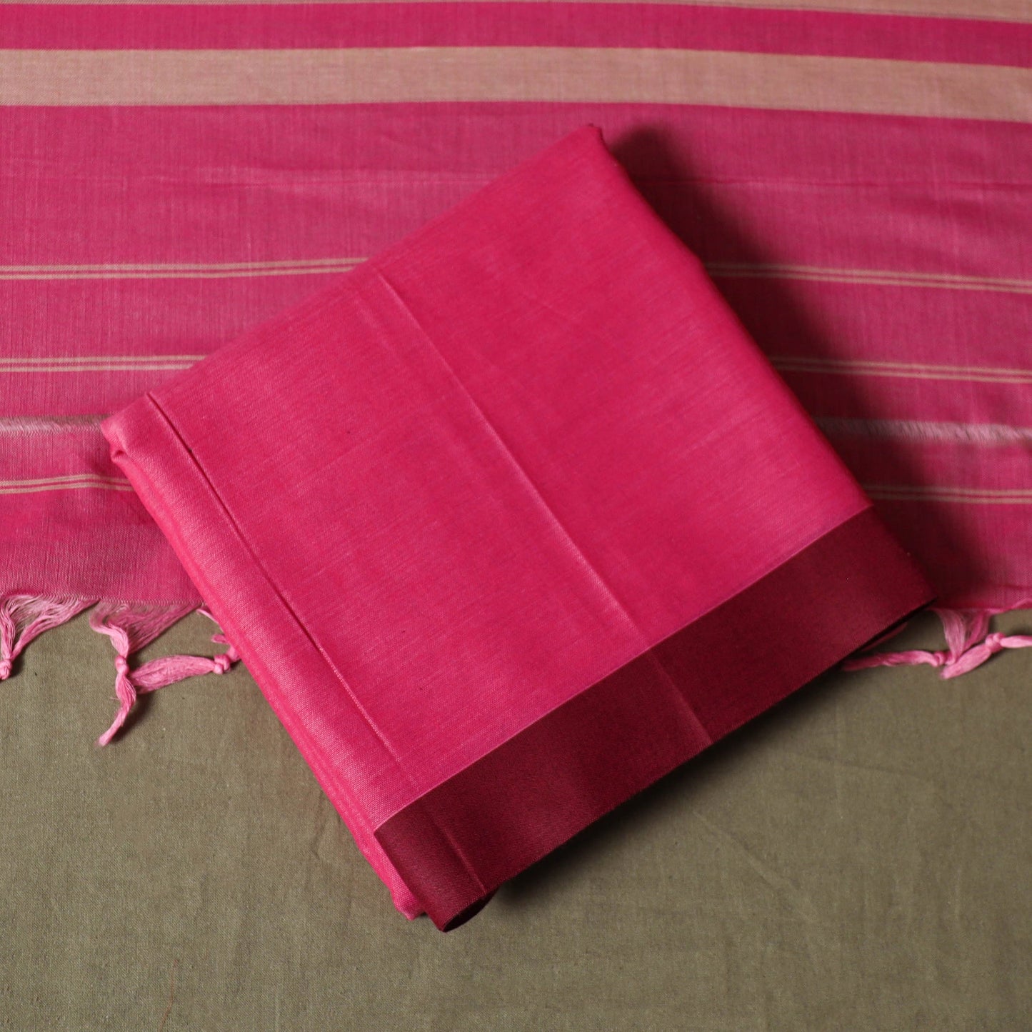 Dharwad cotton 3pc unstitched dress material with border