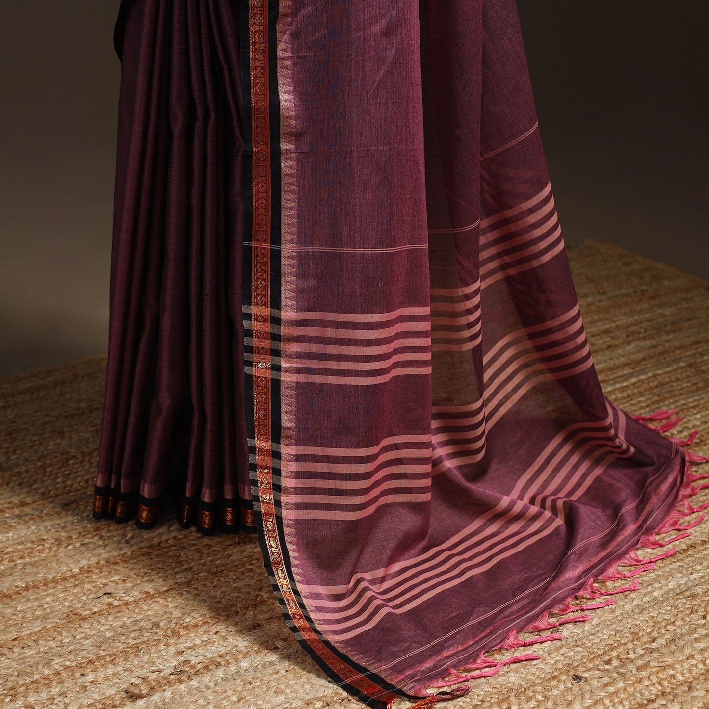 Dharwad cotton saree with border 20 - handcrafted