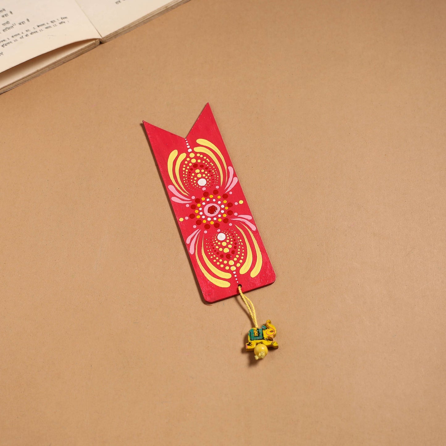Dot art mandala handpainted wooden bookmark 04 - handcrafted