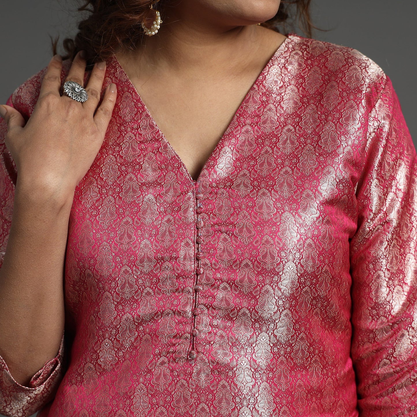 Elegant Banarasi Brocade Silk Kurta with Pant Set
